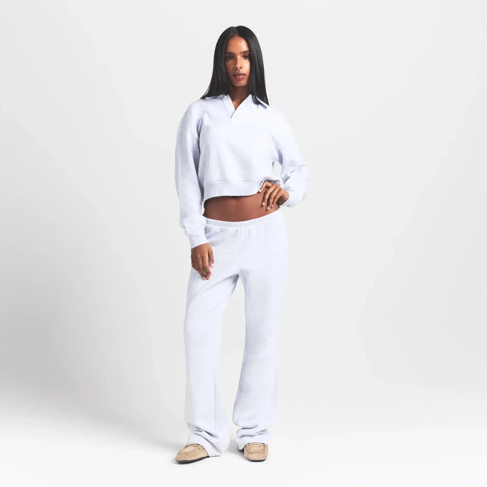 Cotton Fleece Polo Sweatshirt
