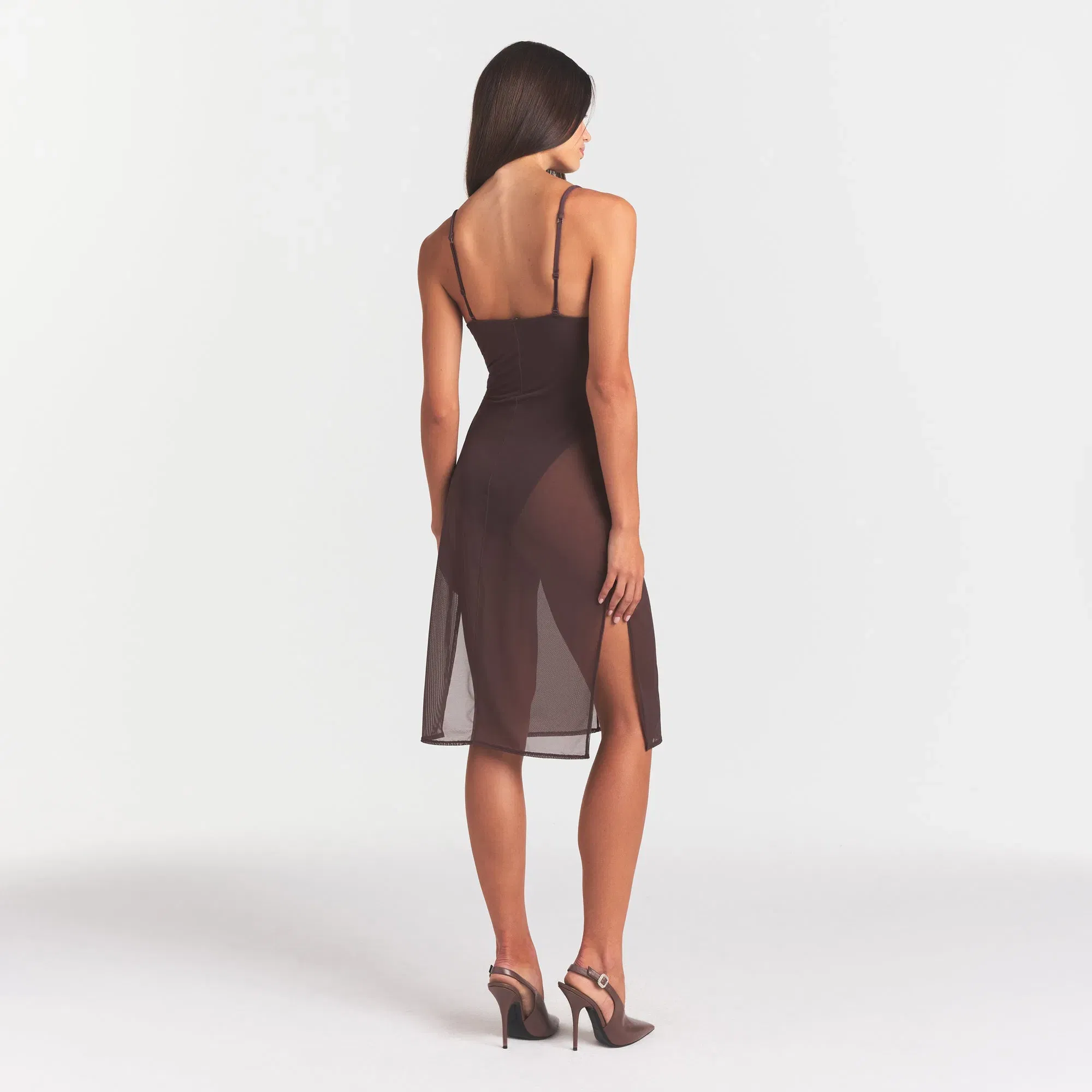 Skims Body Mesh Plunge Midi Dress