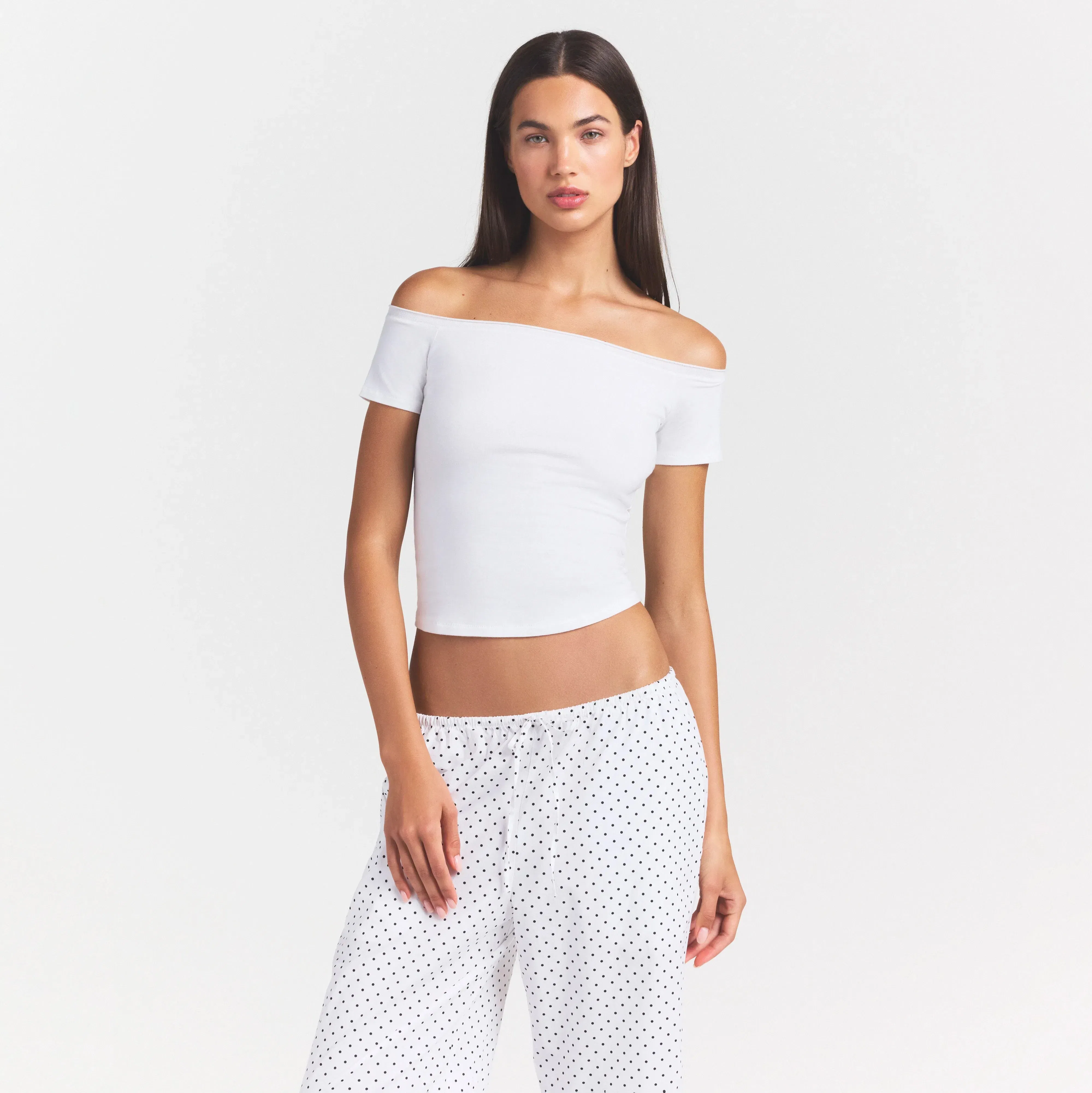 Cotton Jersey Off the Shoulder Top