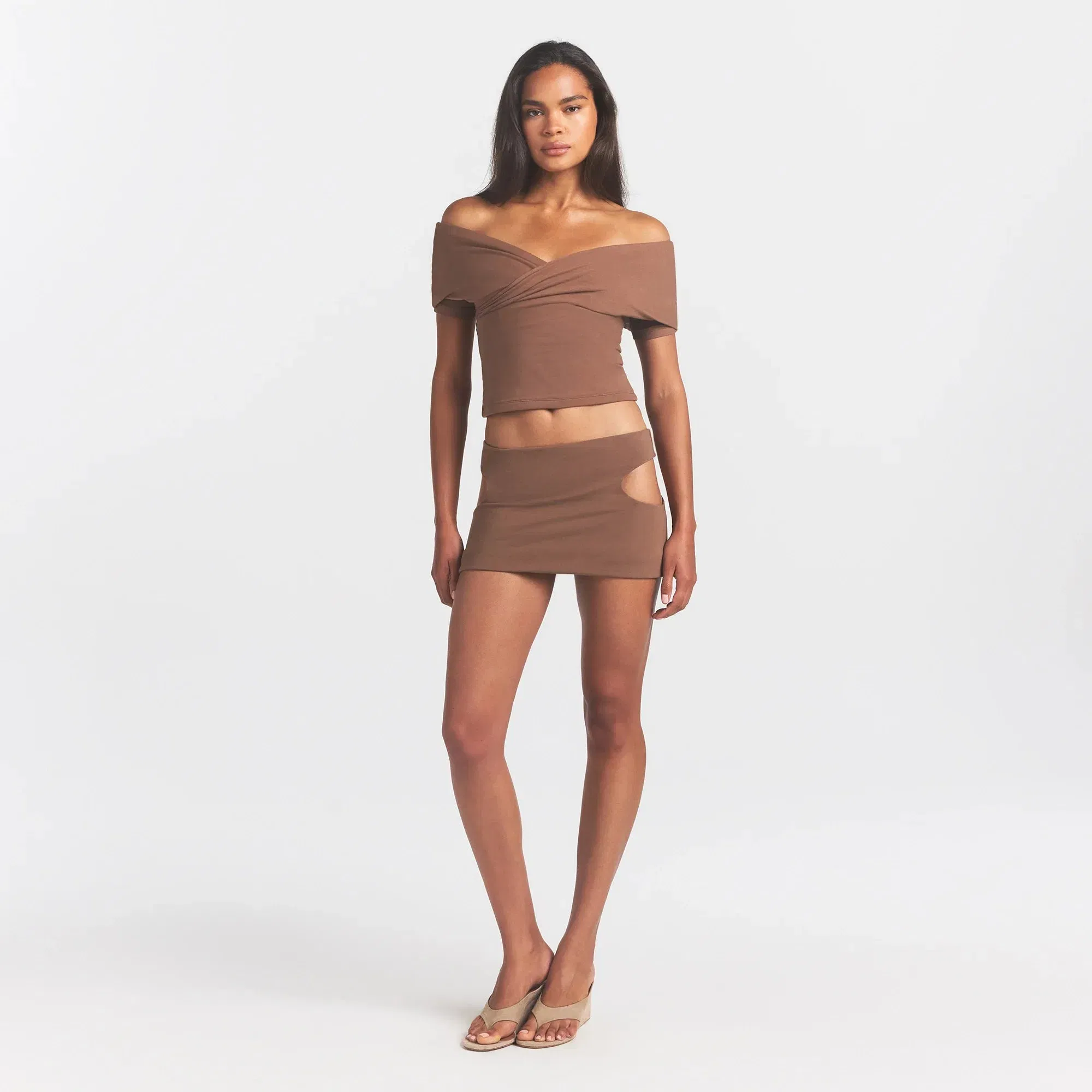 Cotton Jersey Cut Out Mini Skirt