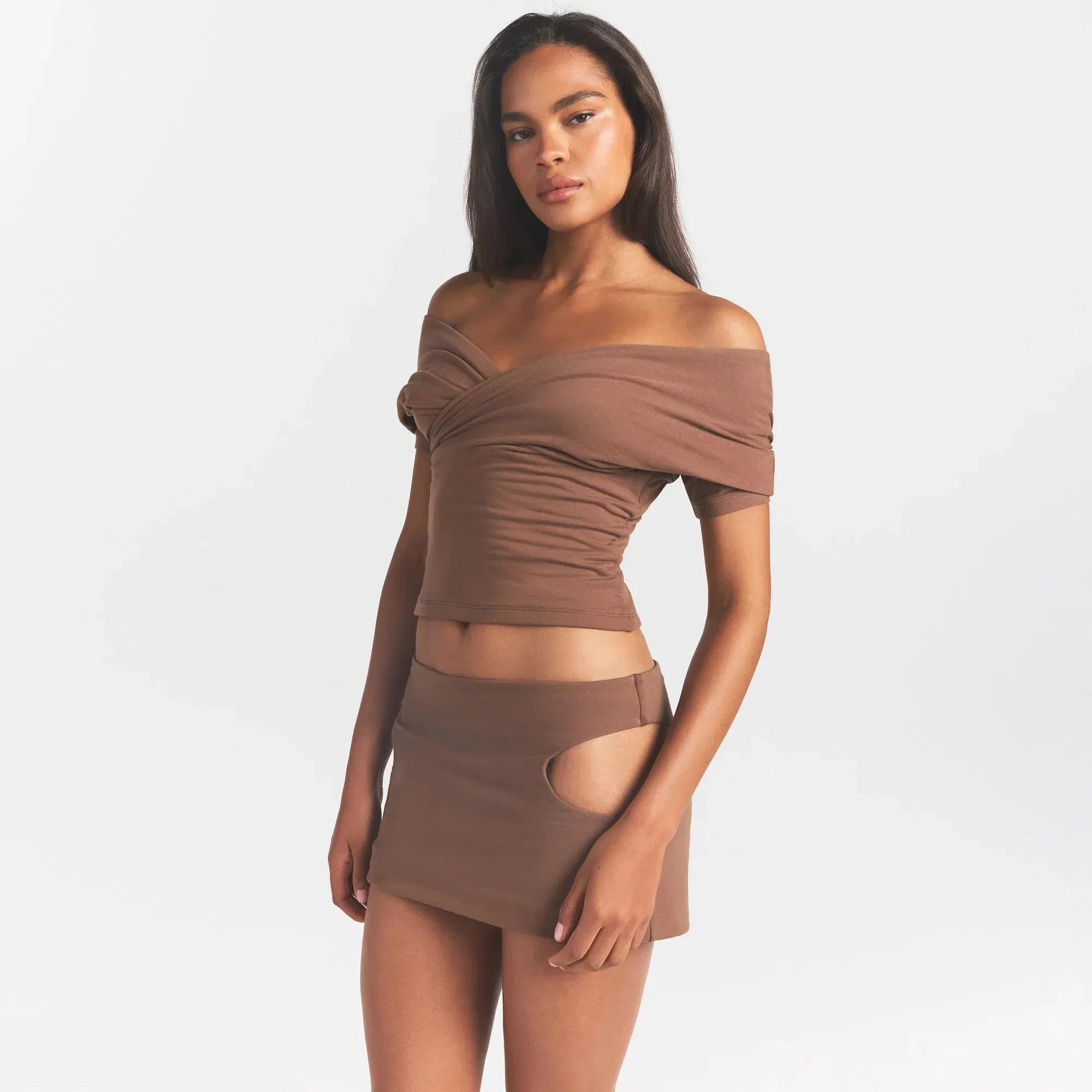 Cotton Jersey Cut Out Mini Skirt