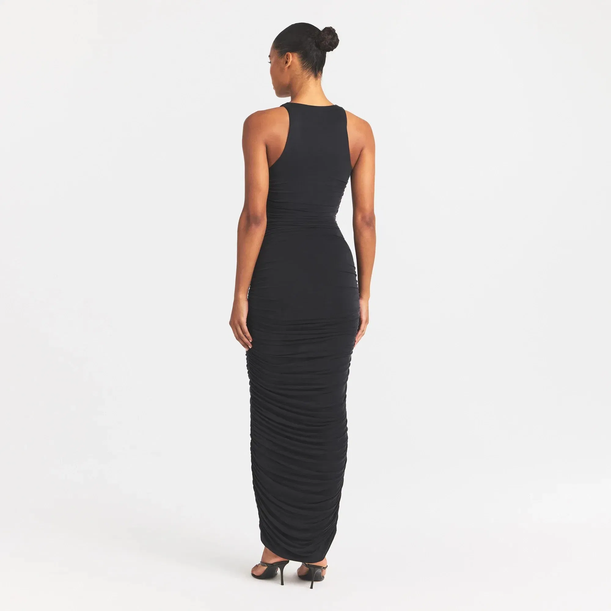 Cupro Jersey Ruched Long Dress