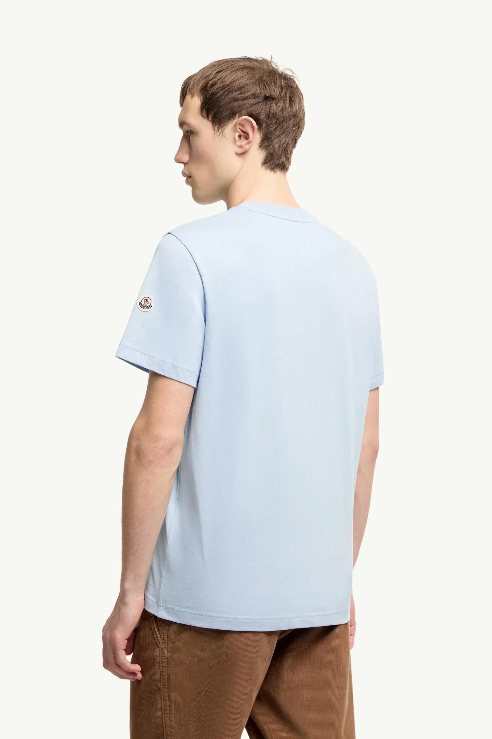 Moncler Down Jacket Print Cotton T-Shirt Light Blue Light Blue