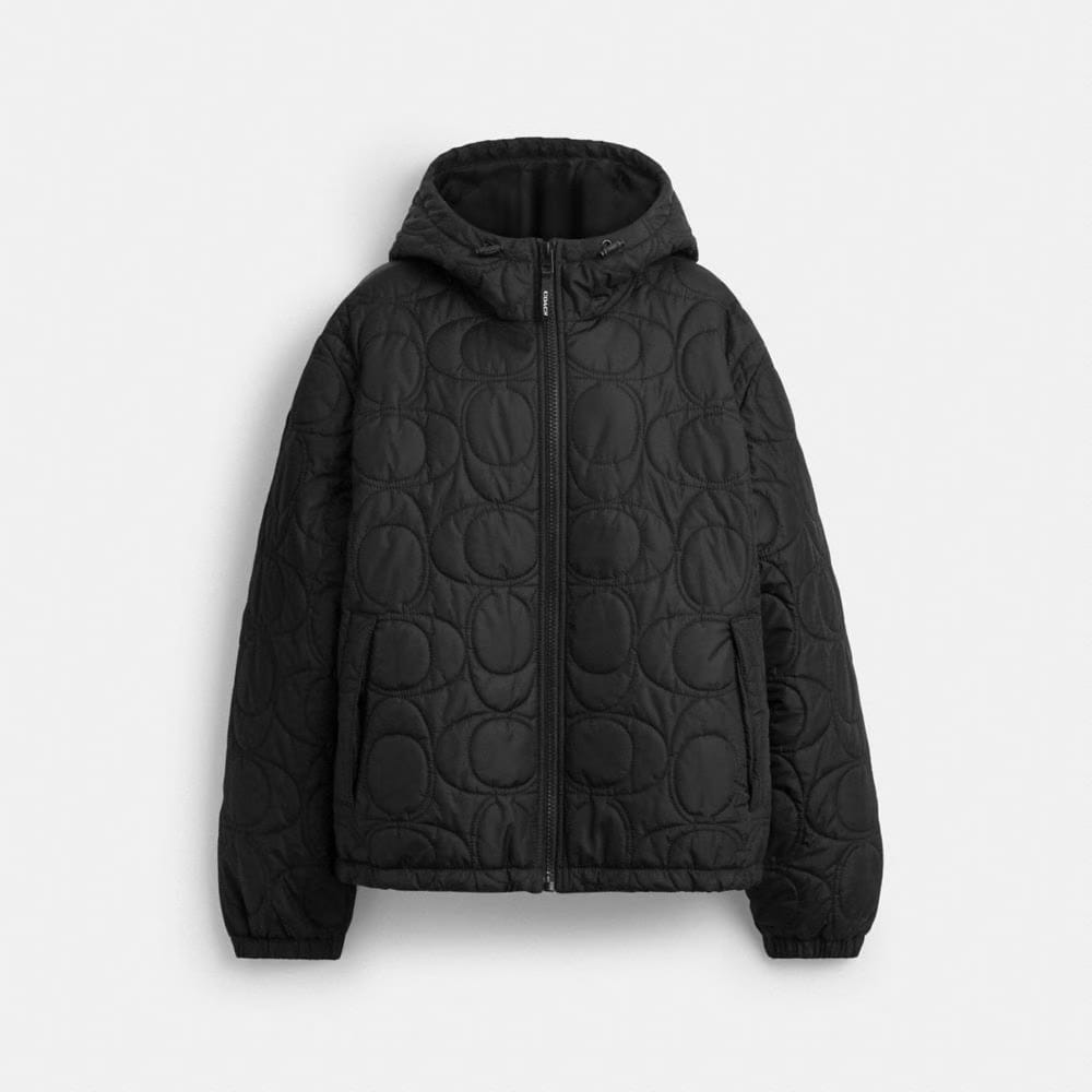 Coach Quilted Signature Puffer Jacket In Recycled Polyester Black