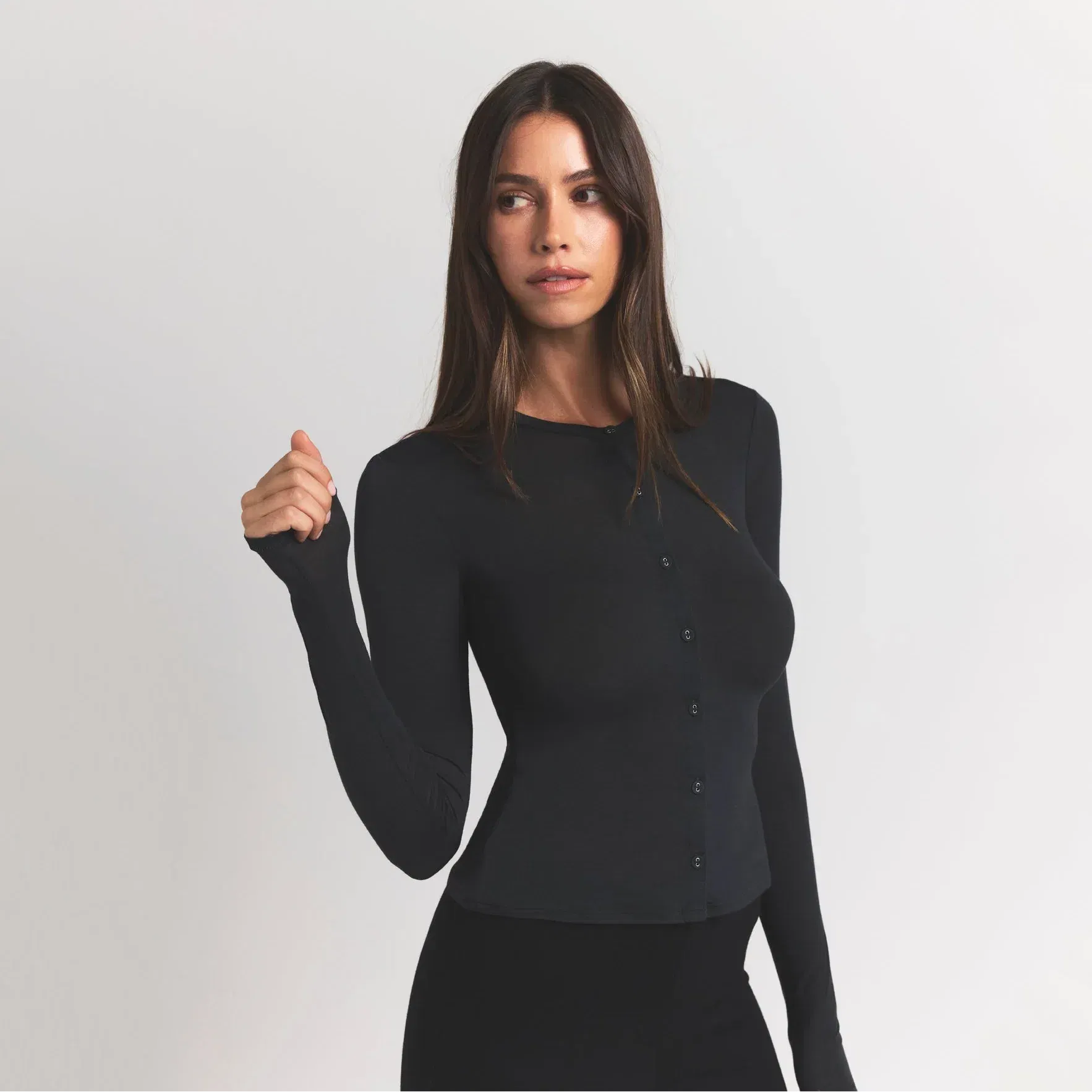 Sheer Modal Cardigan with Covered Buttons