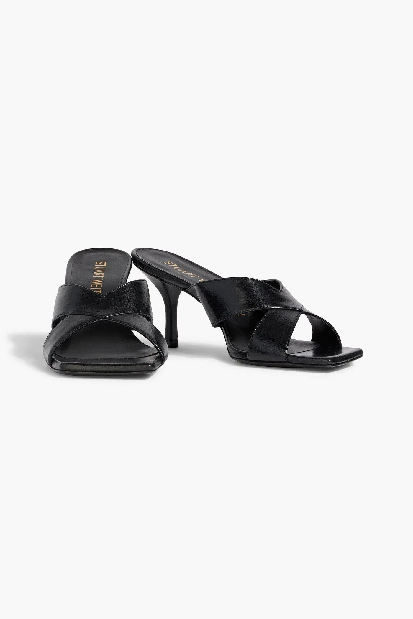 Stuart Weitzman Carmen 75 Leather Mules Black Women's