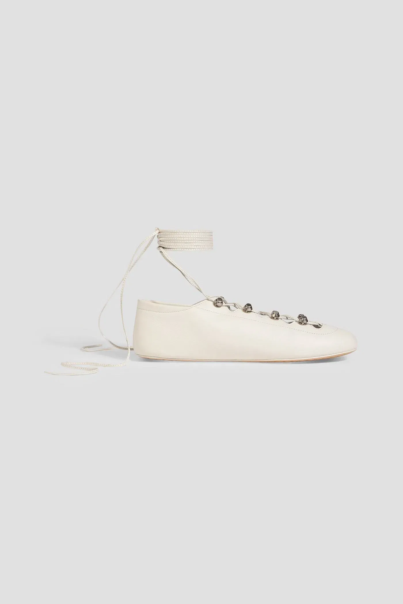 Alexander Wang Vyolette Lace-Up Leather Ballet Flats Off-White Women's