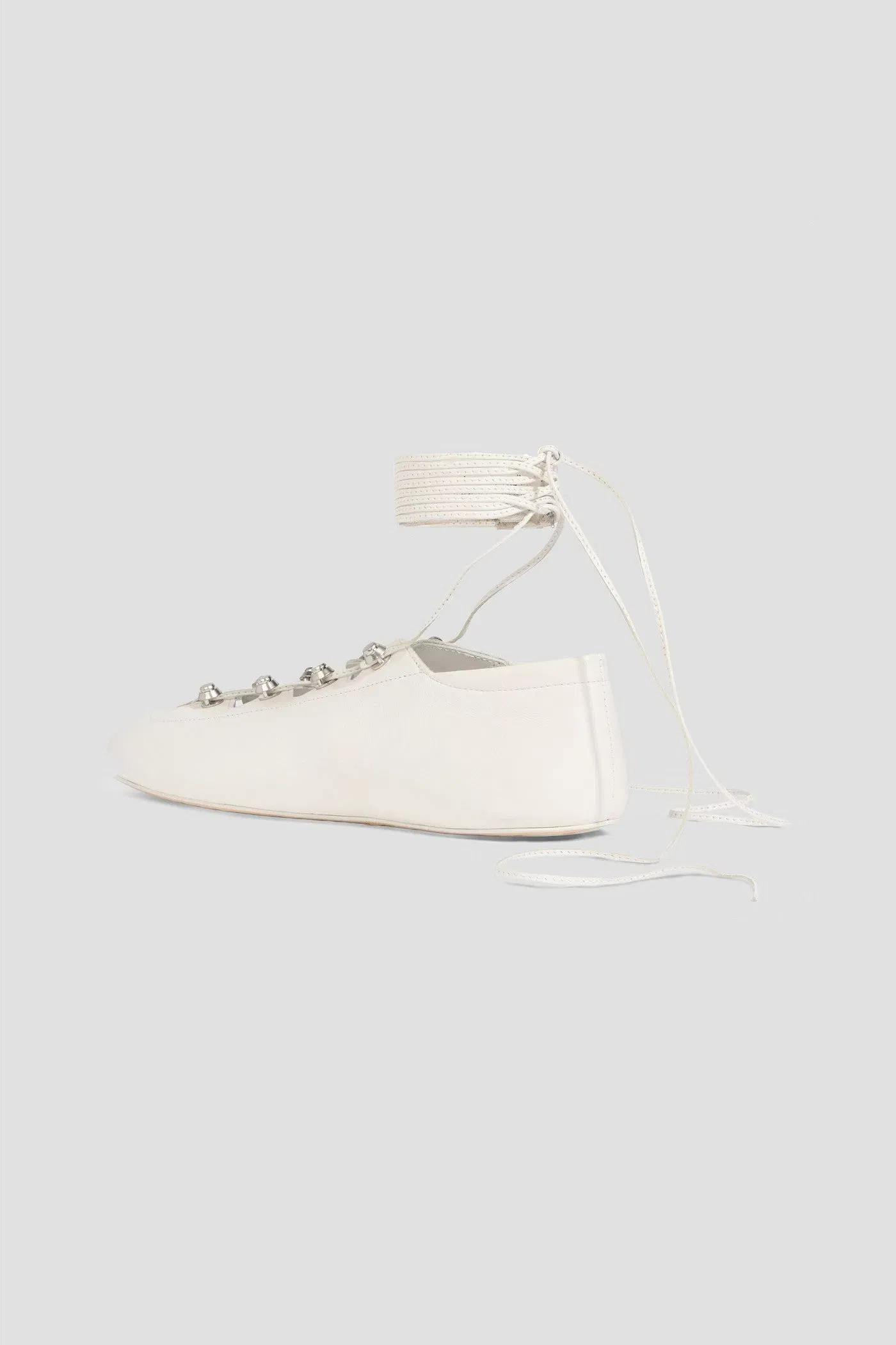 Alexander Wang Vyolette Lace-Up Leather Ballet Flats Off-White Women's