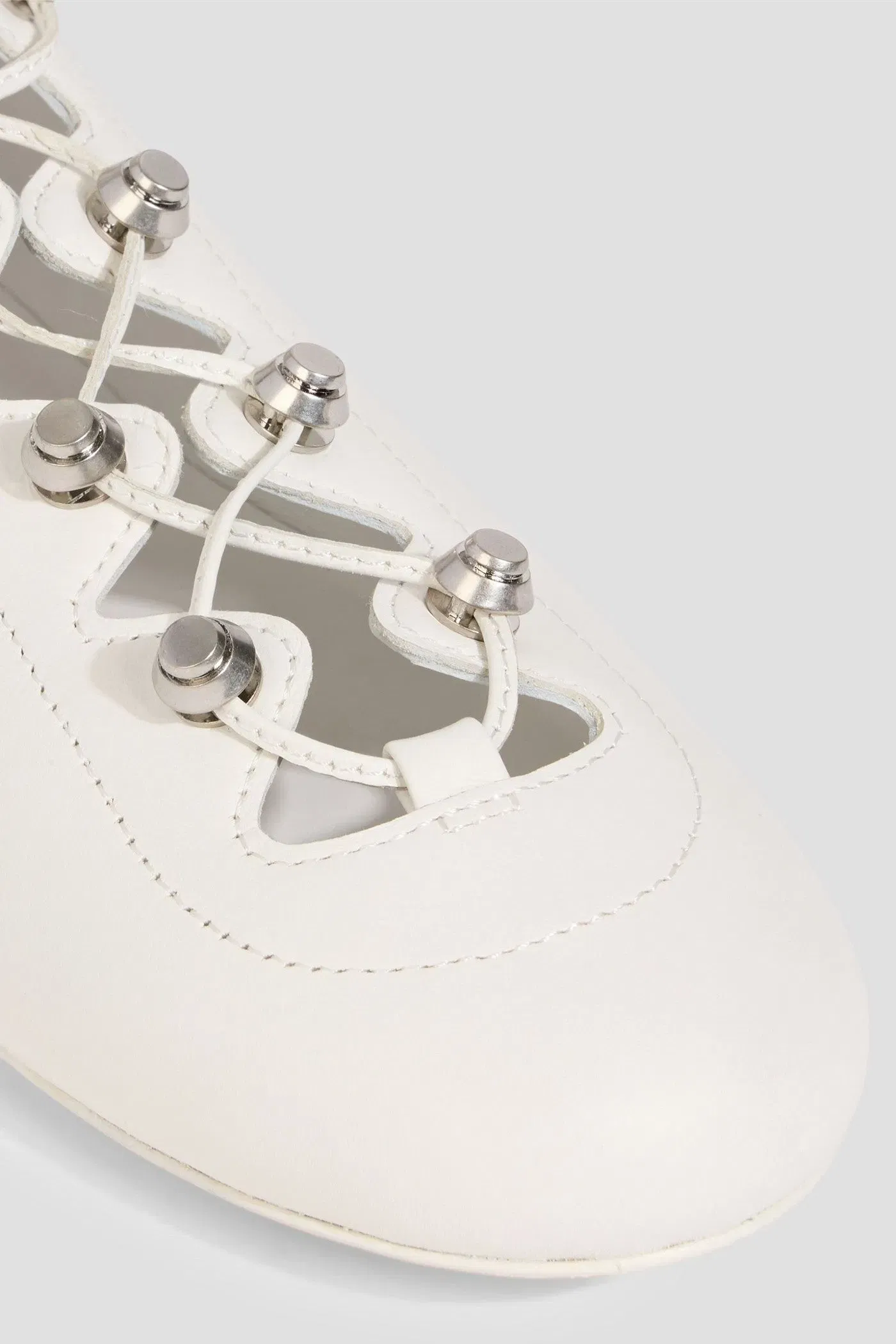 Alexander Wang Vyolette Lace-Up Leather Ballet Flats Off-White Women's