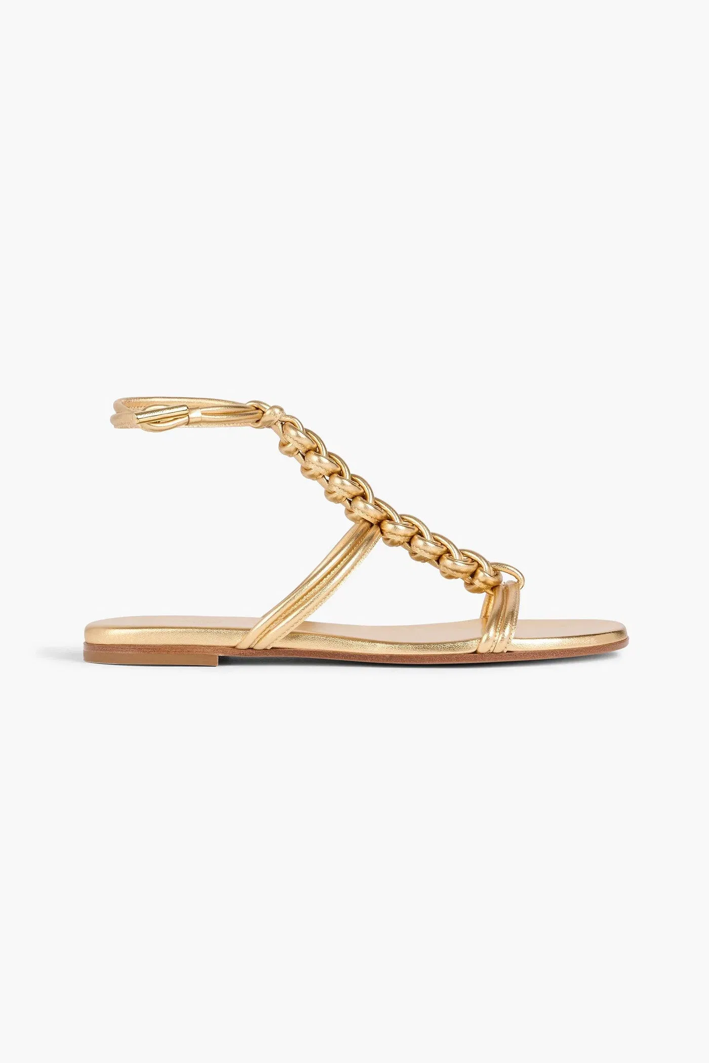 Gianvito Rossi Capua Braided Metallic Leather Sandals Gold Women's