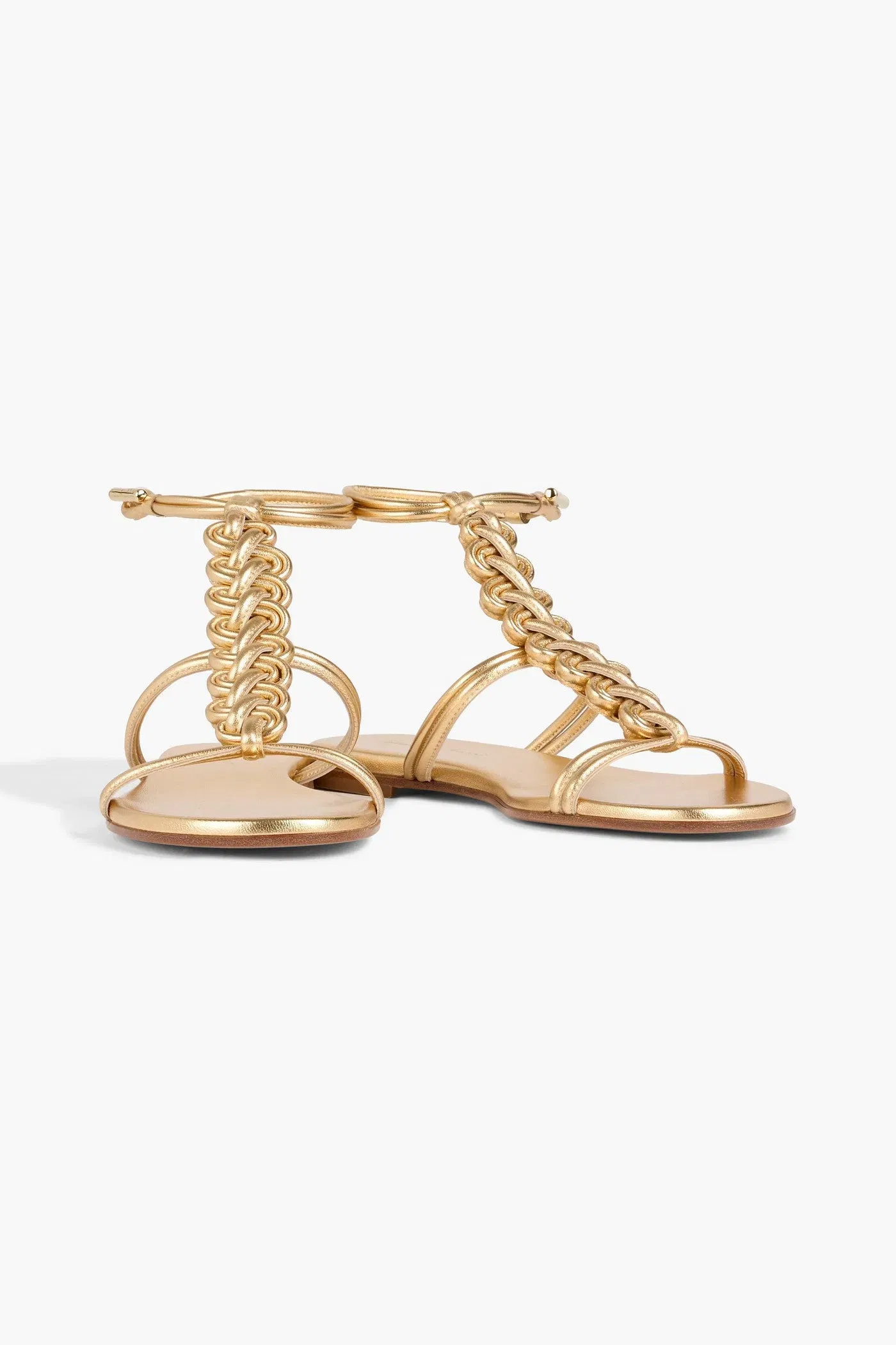 Gianvito Rossi Capua Braided Metallic Leather Sandals Gold Women's