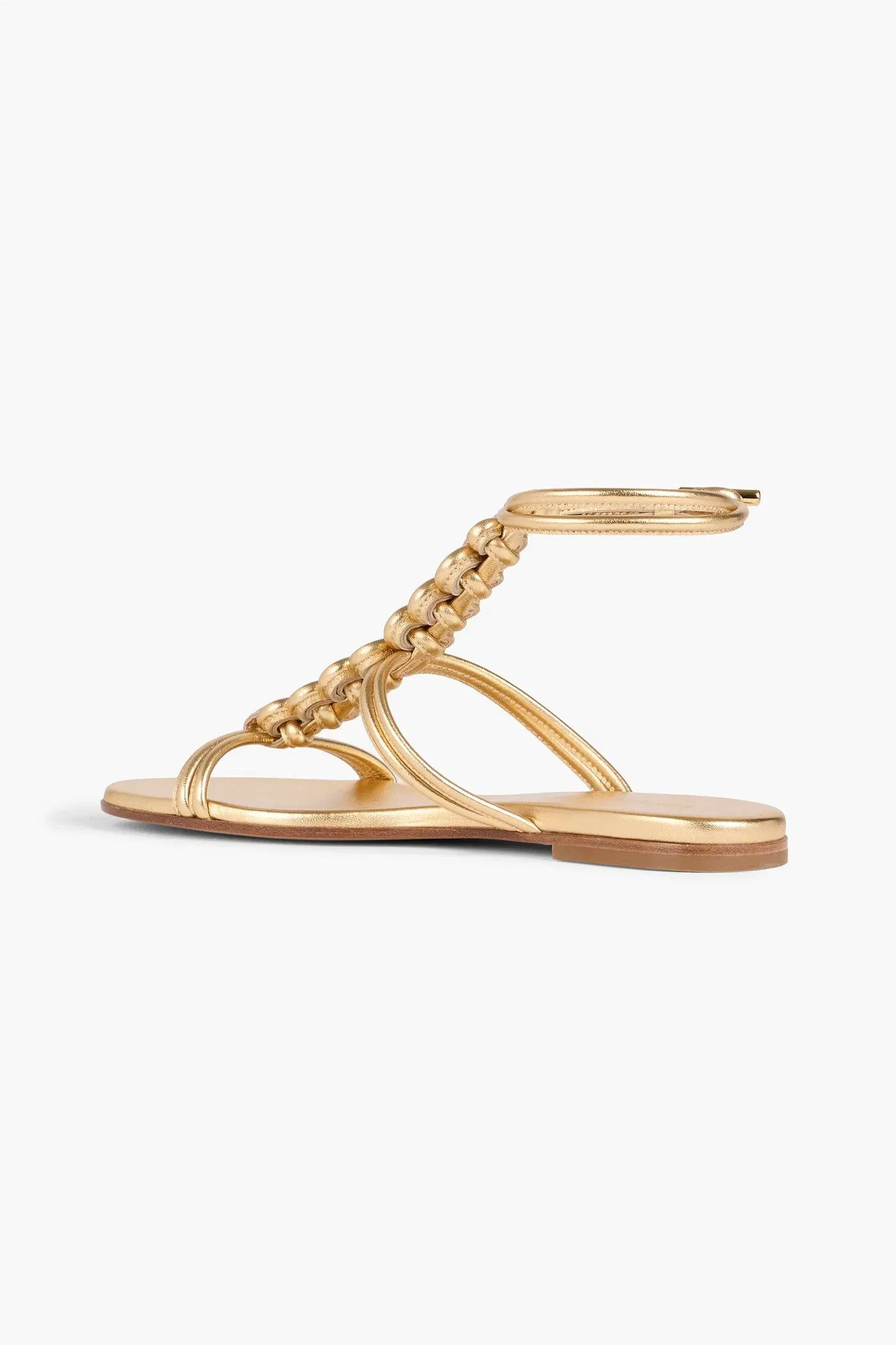 Gianvito Rossi Capua Braided Metallic Leather Sandals Gold Women's