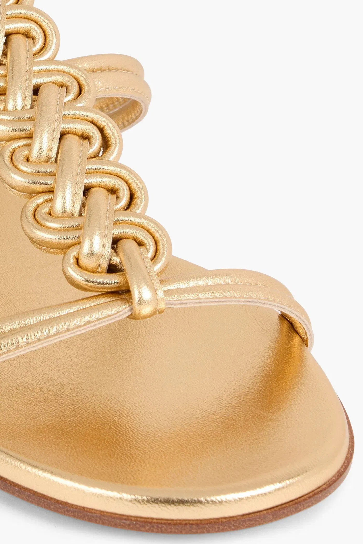 Gianvito Rossi Capua Braided Metallic Leather Sandals Gold Women's