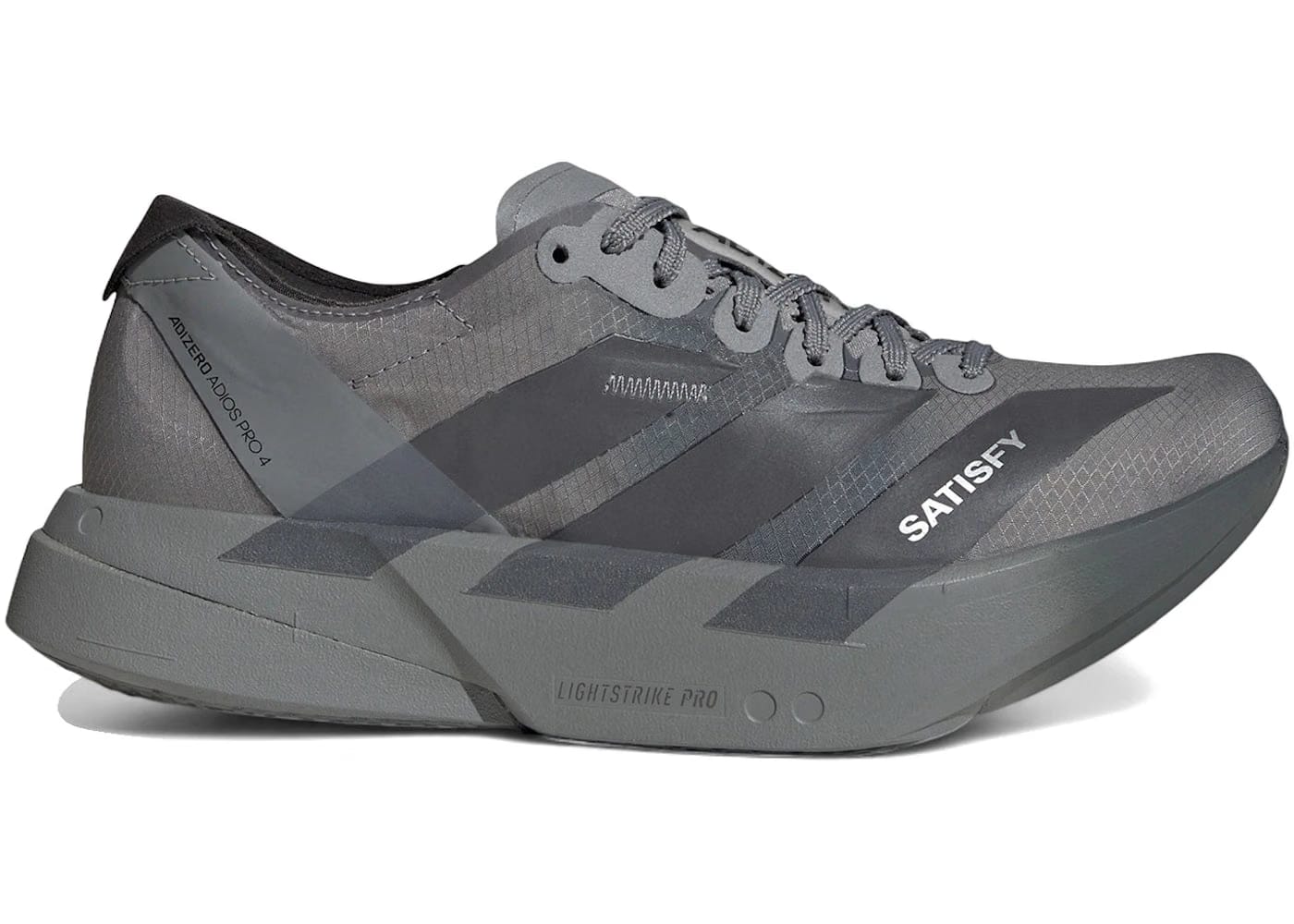 Satisfy x Adidas Adizero Adios Pro 4 'Grey Black'