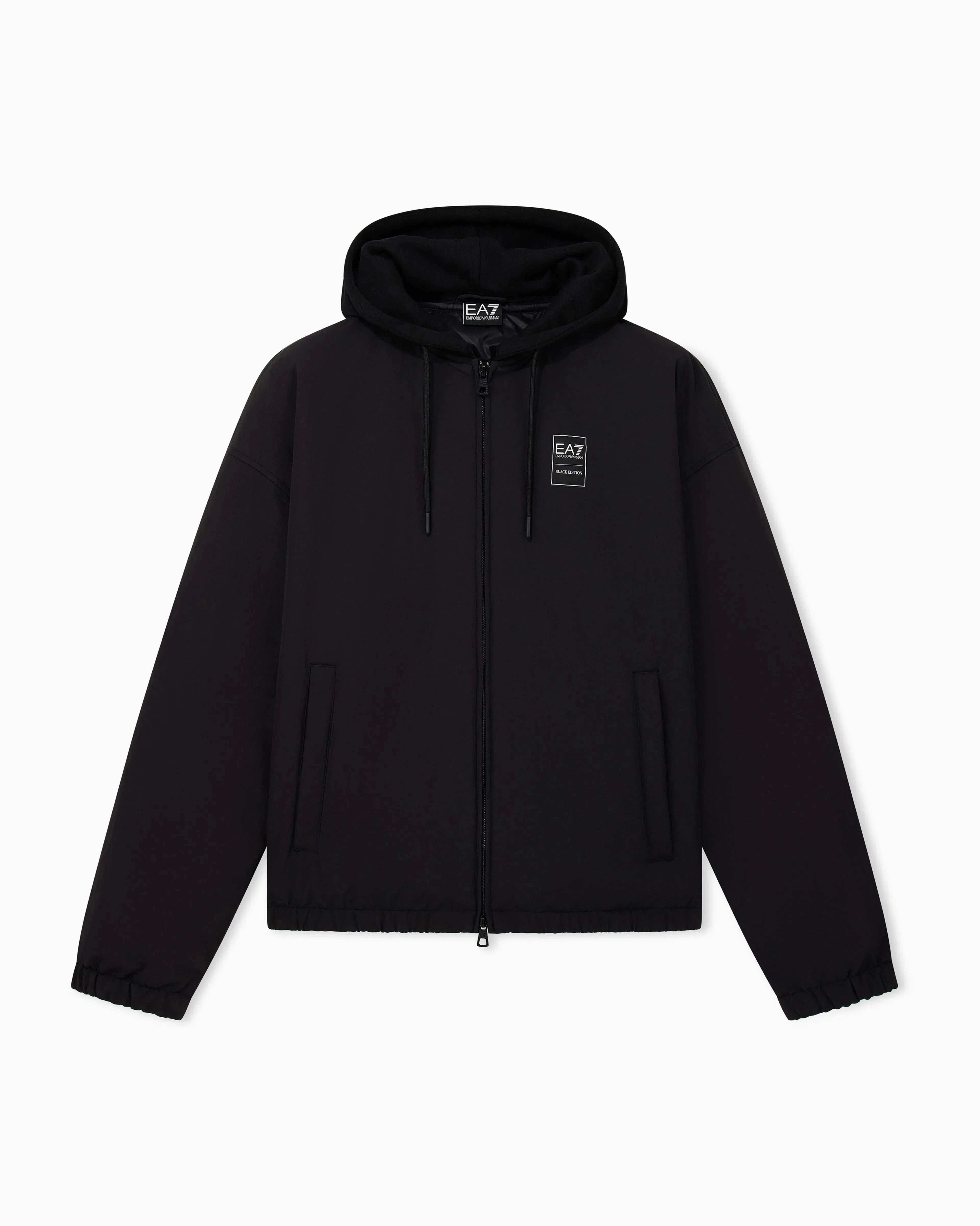 EA7 Blouson jacket Black & White oversized fit with cotton hood