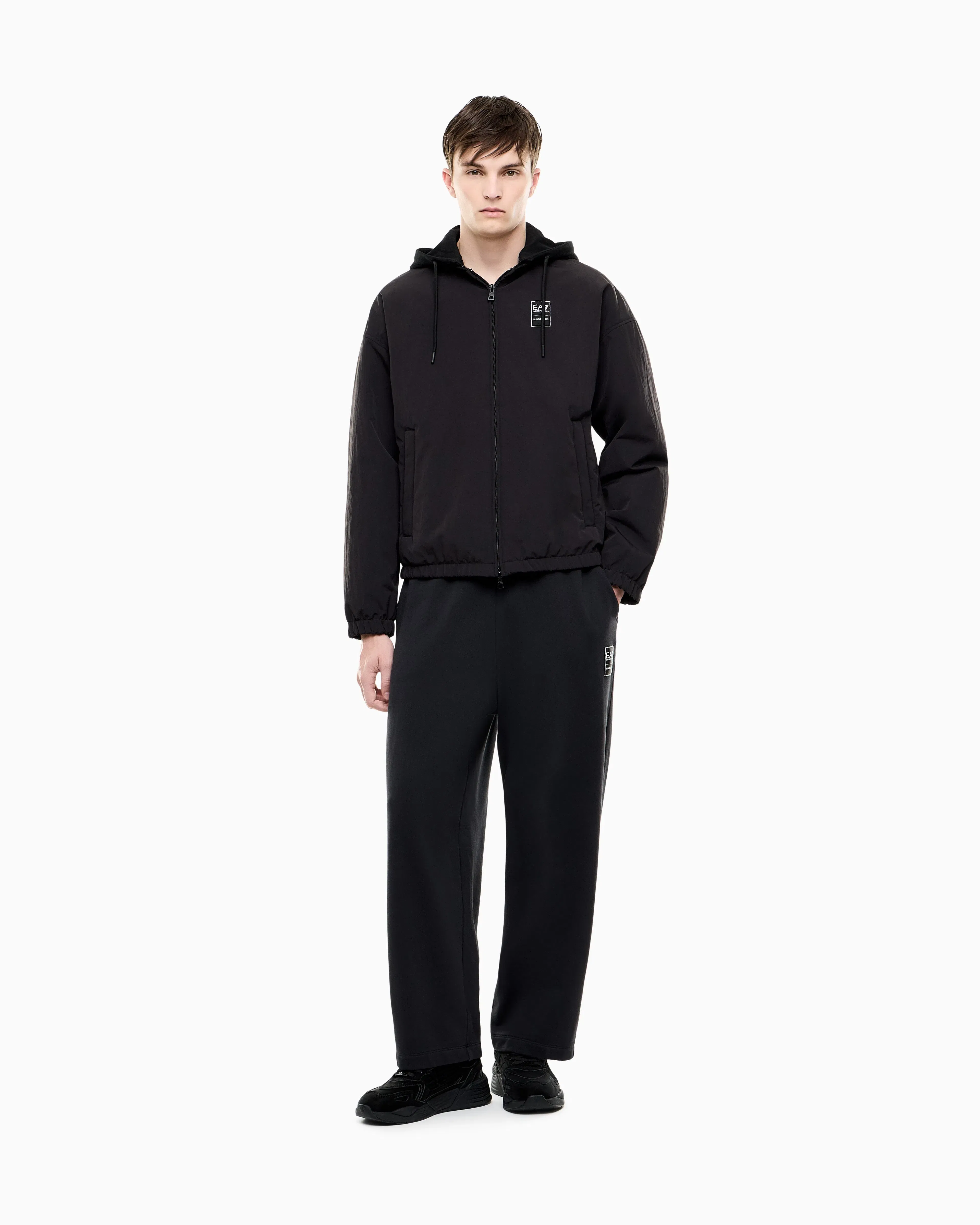 EA7 Blouson jacket Black & White oversized fit with cotton hood