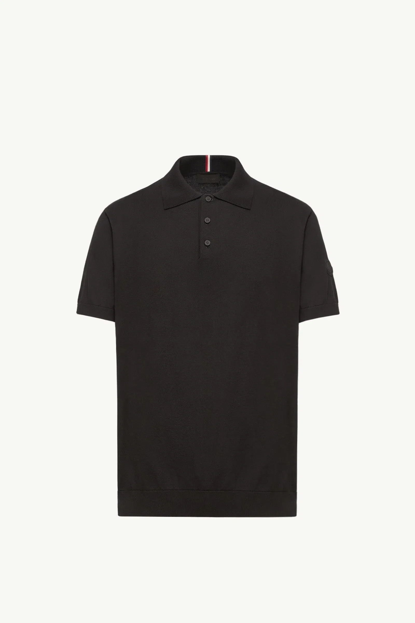 Moncler Logo Cotton Knit Polo Black Black