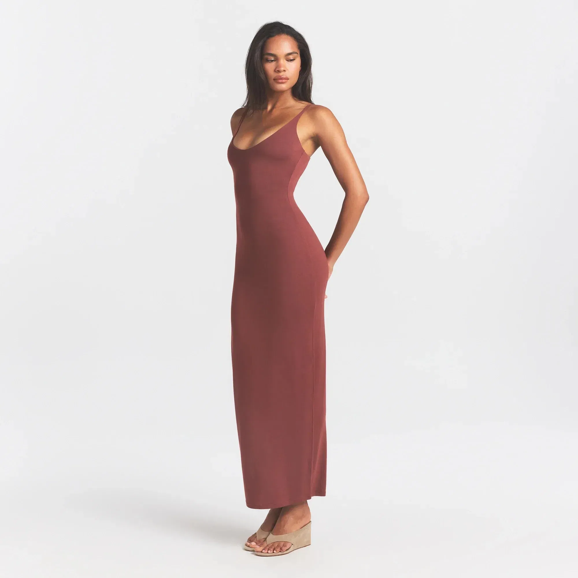 Smooth Layers Scoop Neck Long Dress