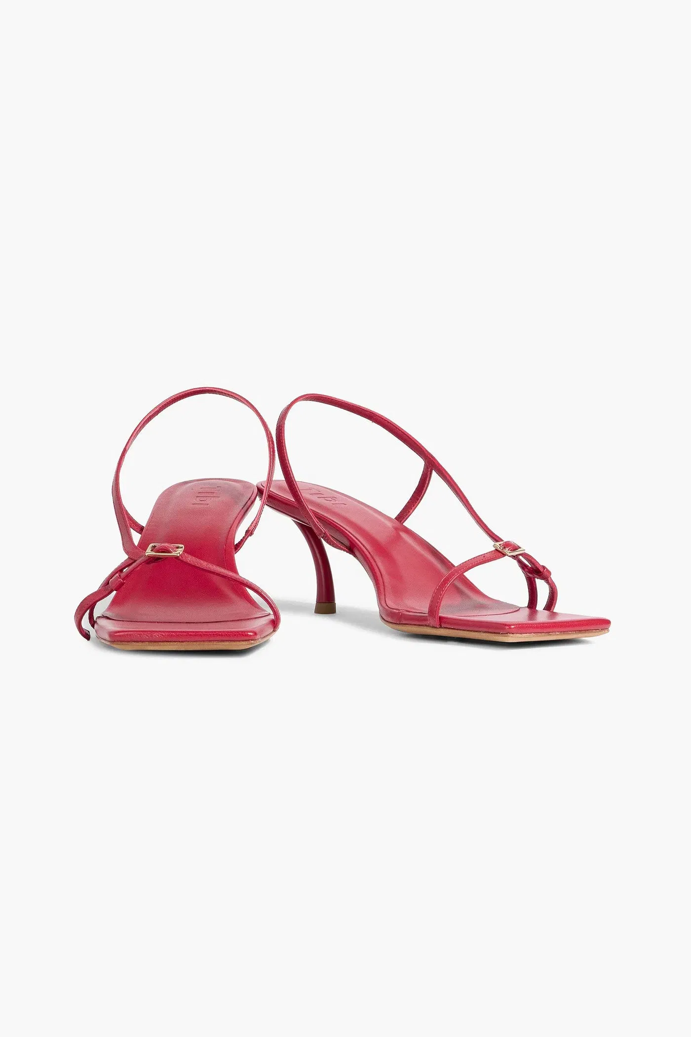 Tibi Kendrick Buckled Leather Slingback Sandals Claret Women's