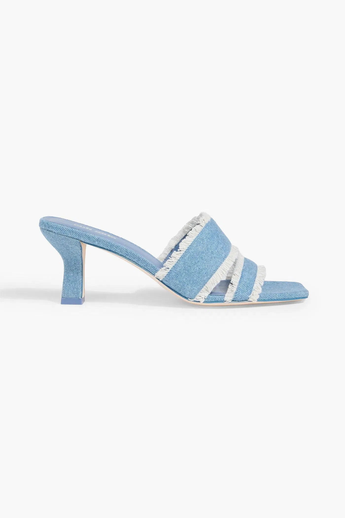 Cult Gaia Fae Frayed Denim Mules Light Denim Women's