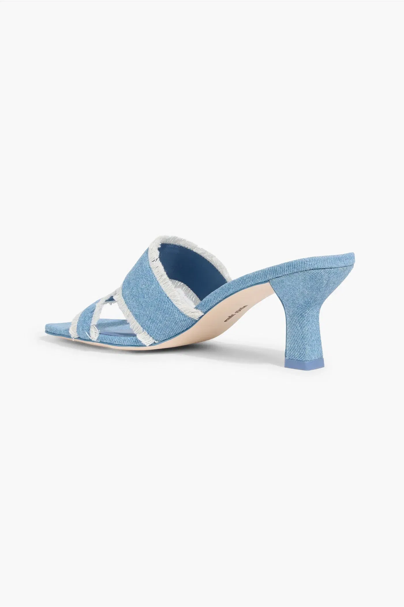 Cult Gaia Fae Frayed Denim Mules Light Denim Women's