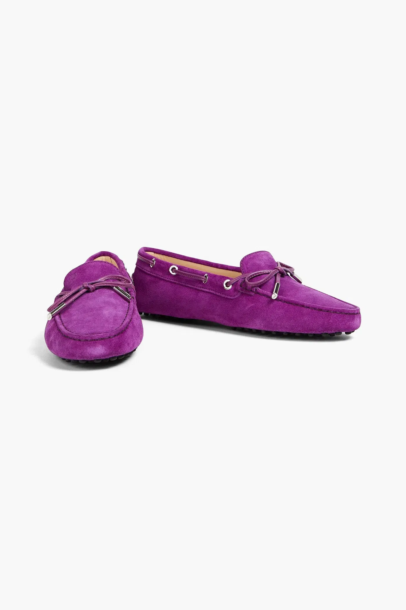 Tod's Heaven Lacetto Suede Loafers Violet Women's