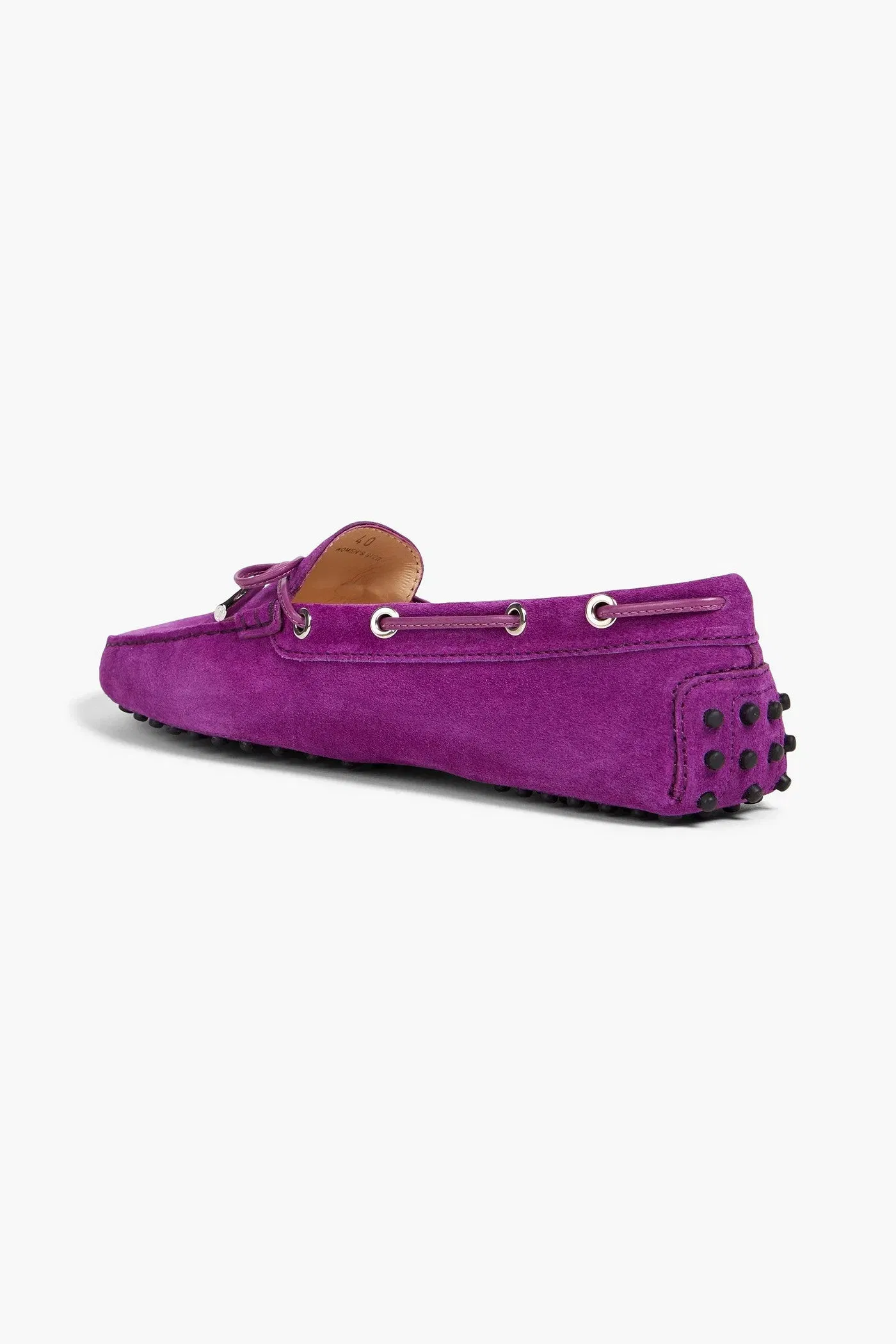Tod's Heaven Lacetto Suede Loafers Violet Women's