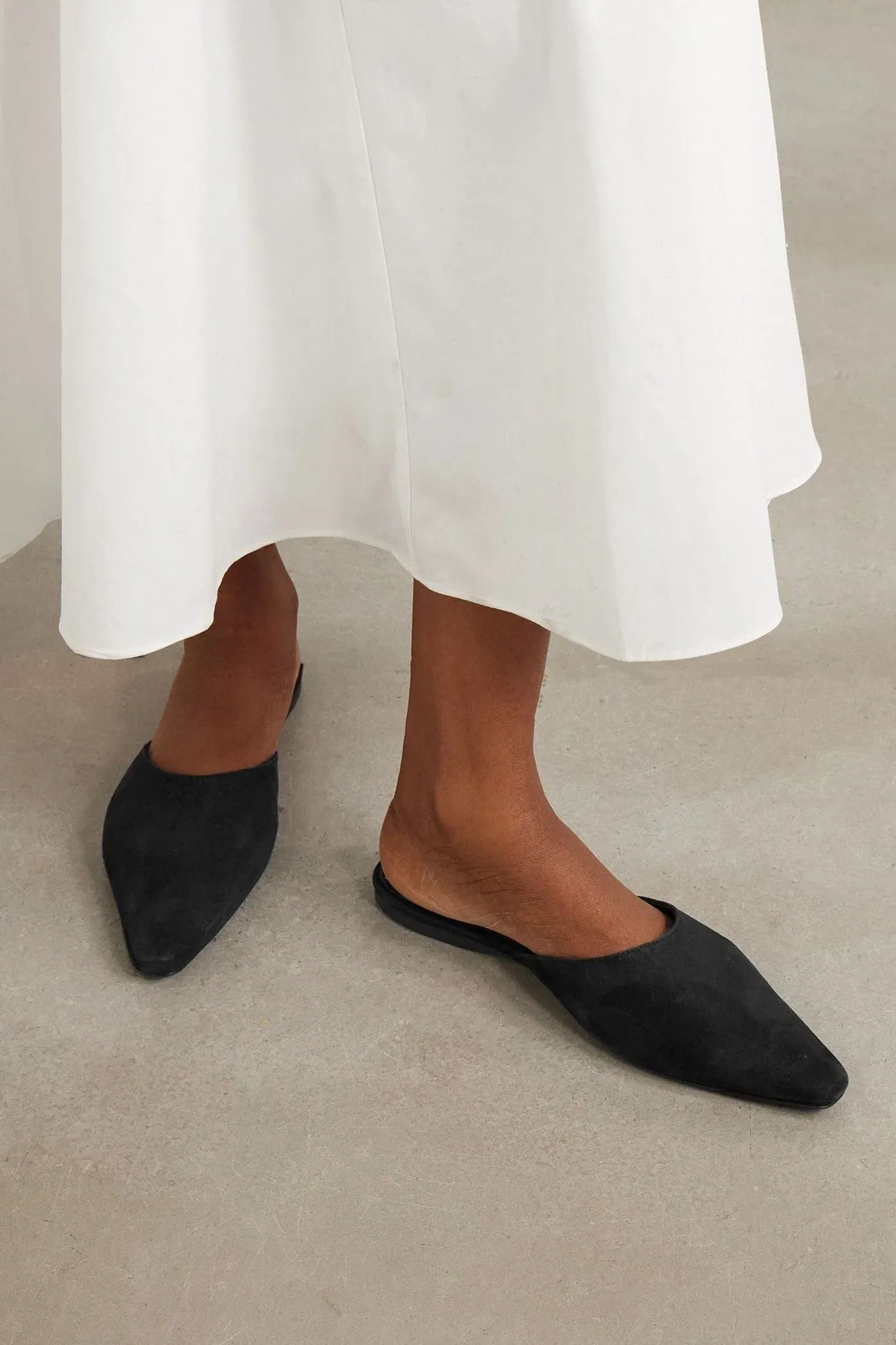 Tove Pheby Point-Toe Suede Mules Black Women's