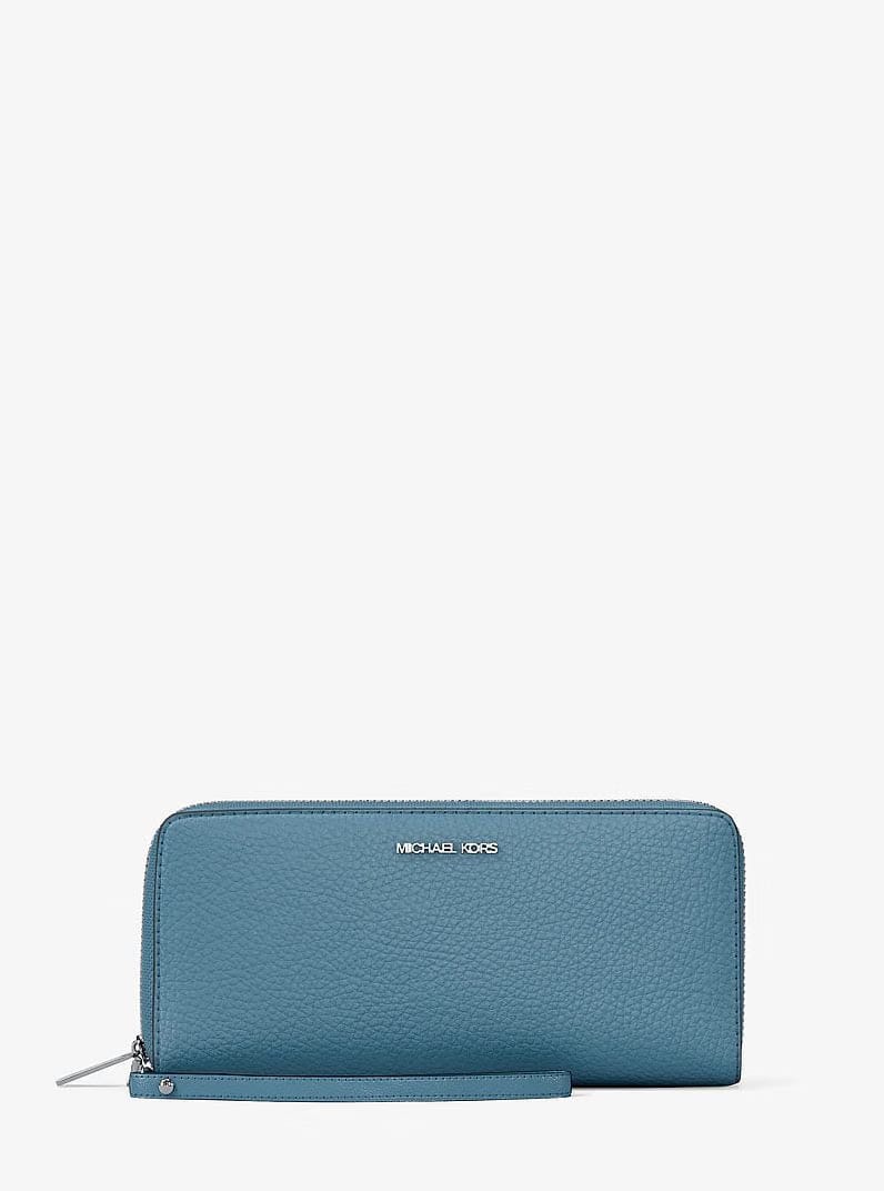Michael Kors Large Pebbled Leather Continental Wallet Denim