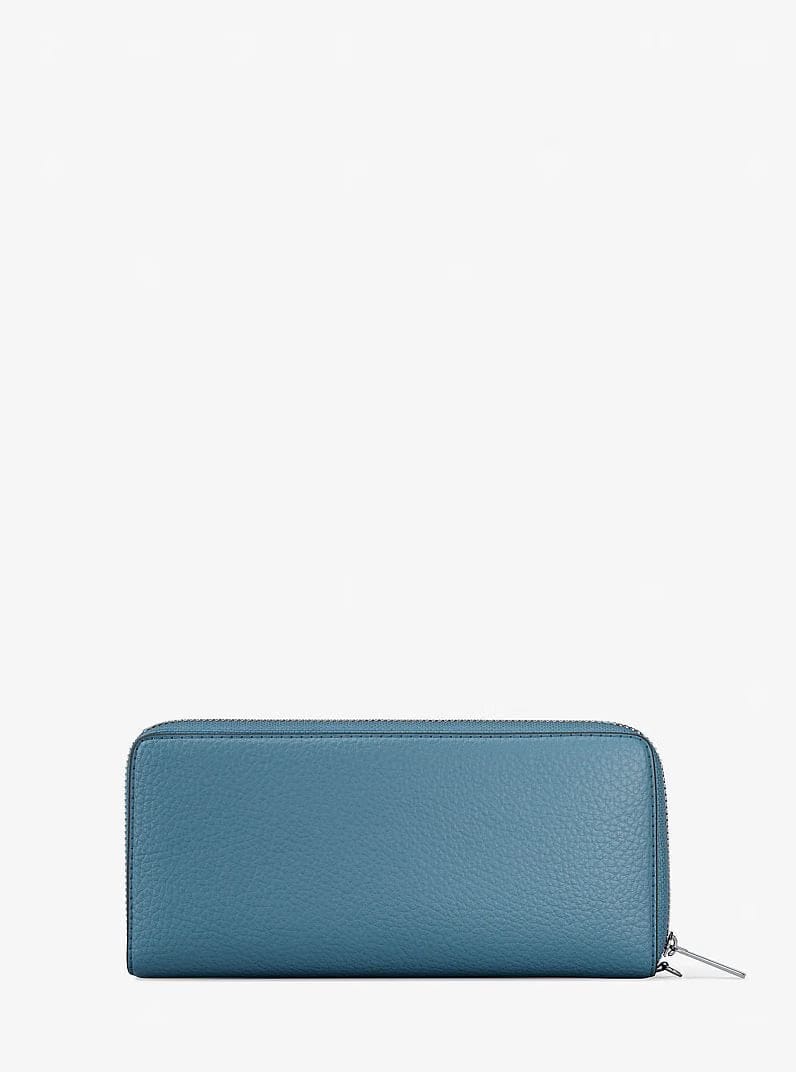 Michael Kors Large Pebbled Leather Continental Wallet Denim