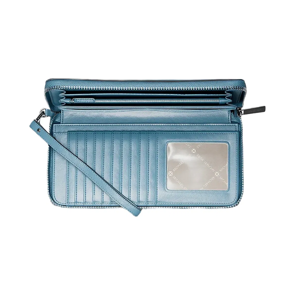 Michael Kors Large Pebbled Leather Continental Wallet Denim