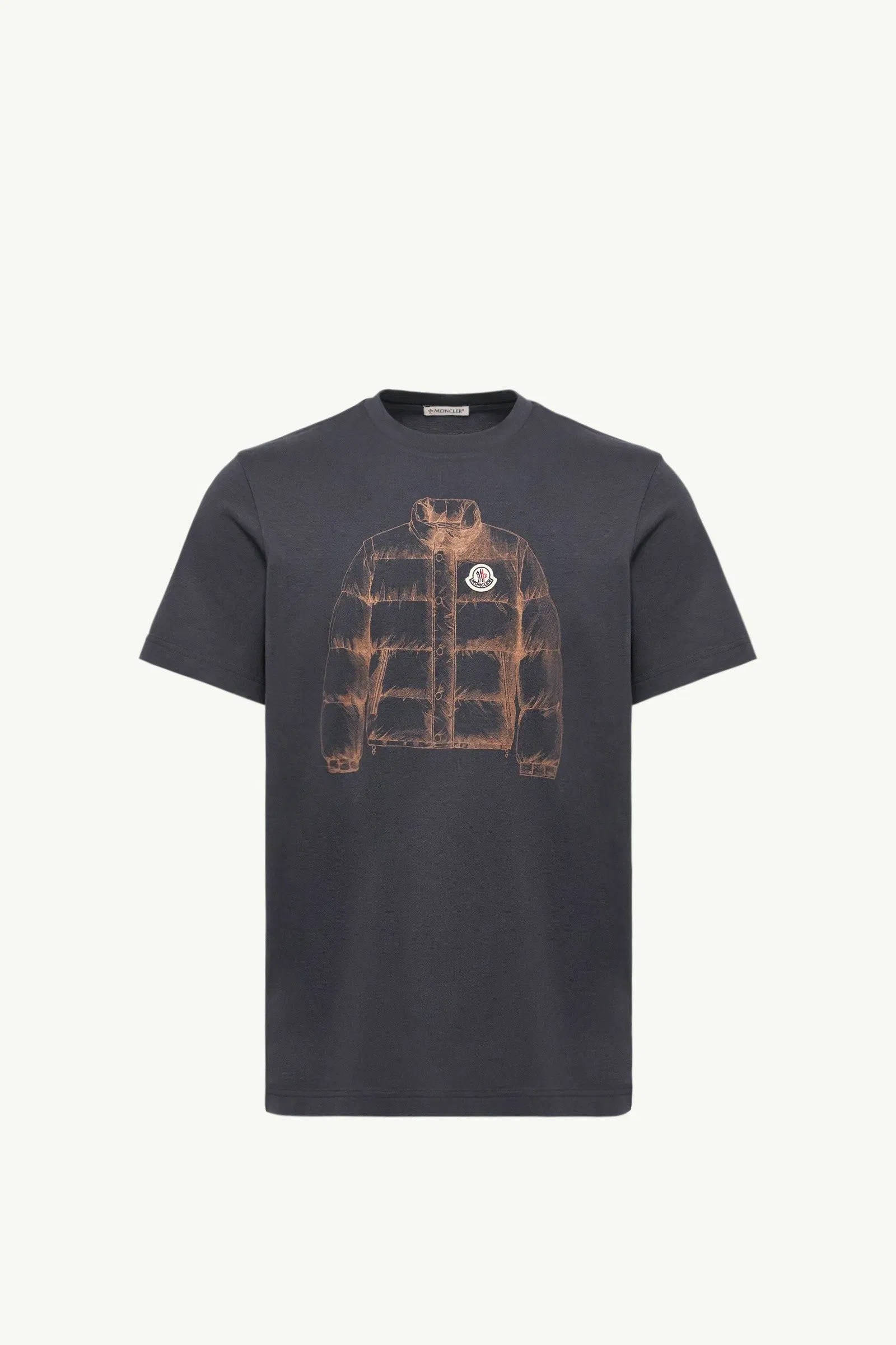 Moncler Down Jacket Print Cotton T-Shirt Navy Blue Navy Blue