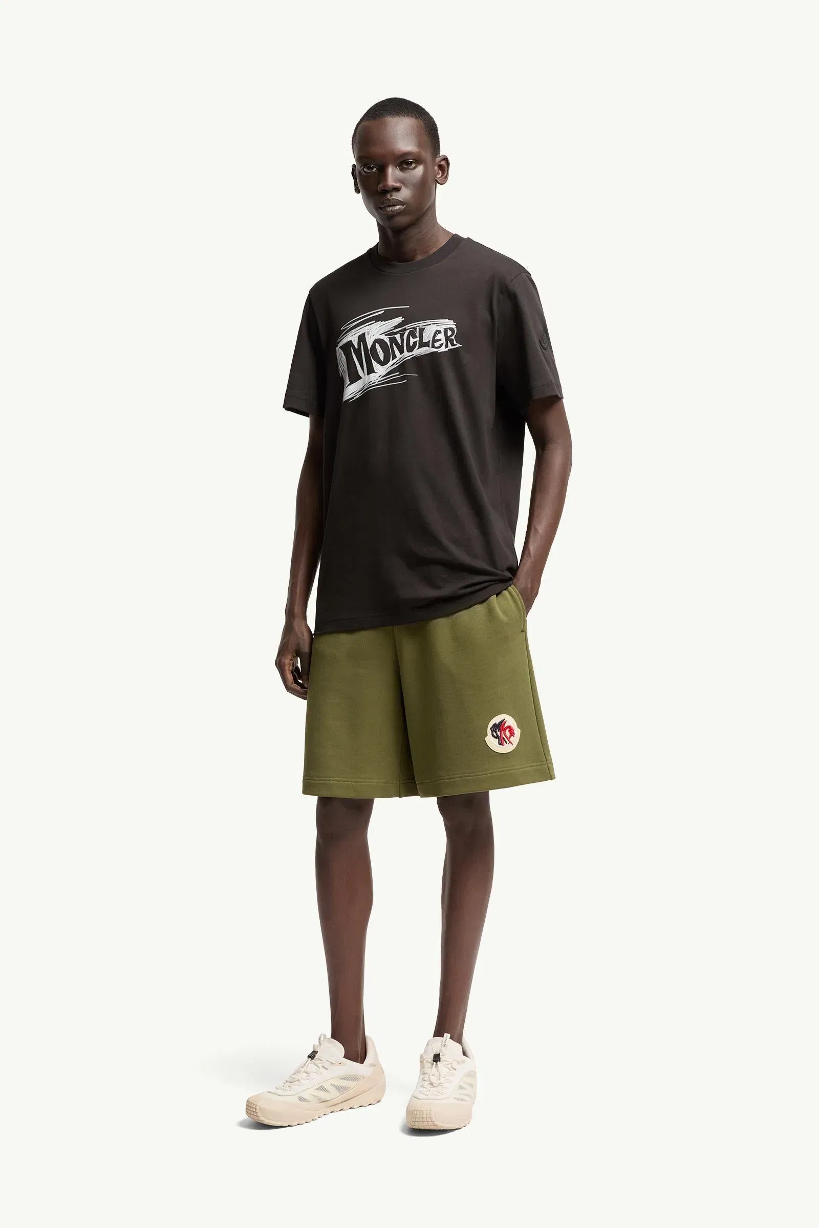 Moncler Sketch Logo Cotton T-Shirt Black Black