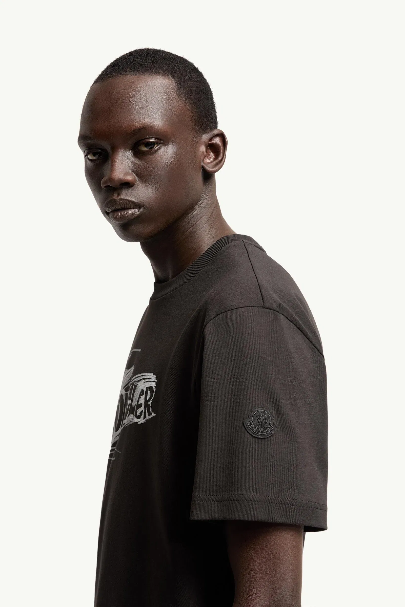 Moncler Sketch Logo Cotton T-Shirt Black Black
