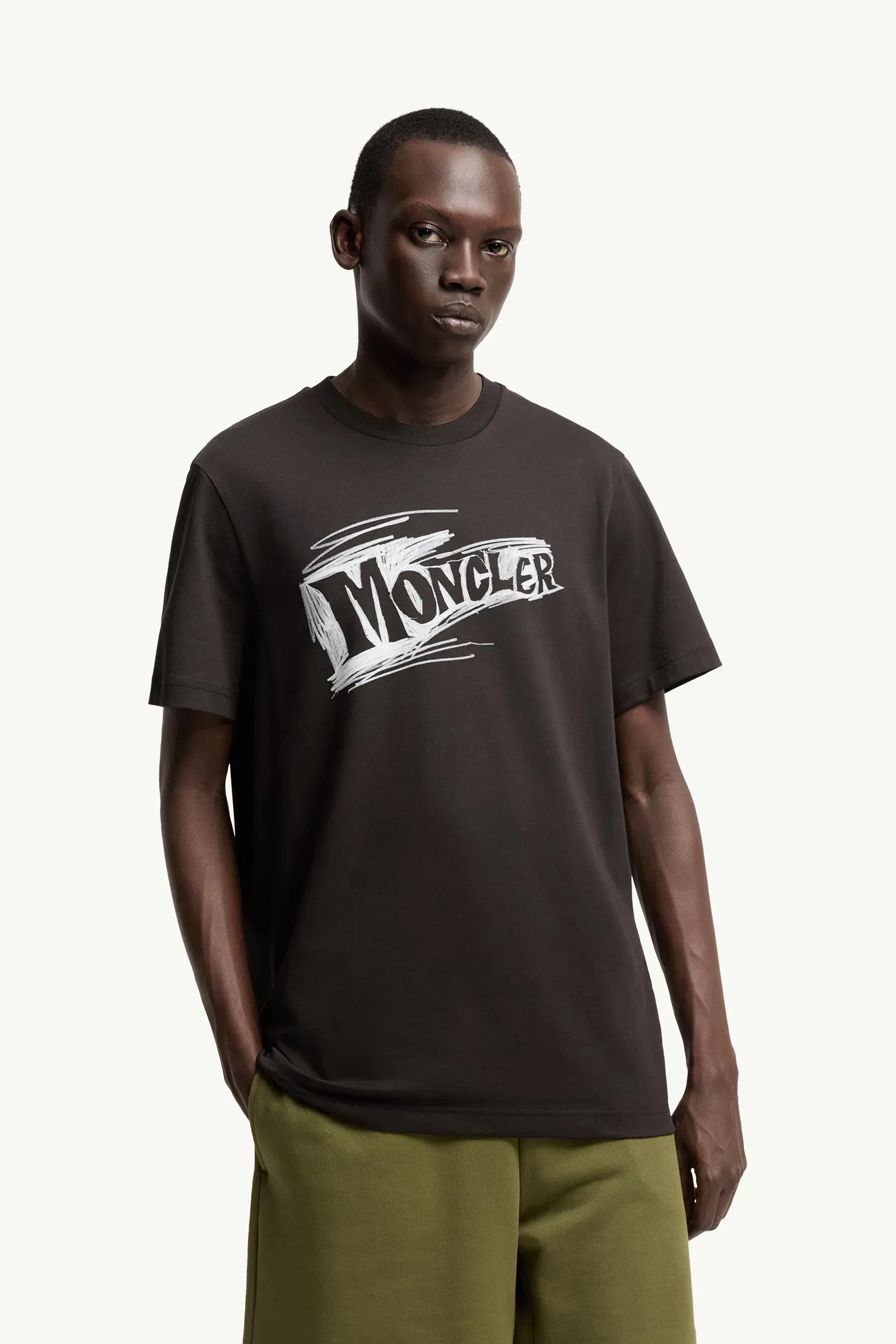 Moncler Sketch Logo Cotton T-Shirt Black Black