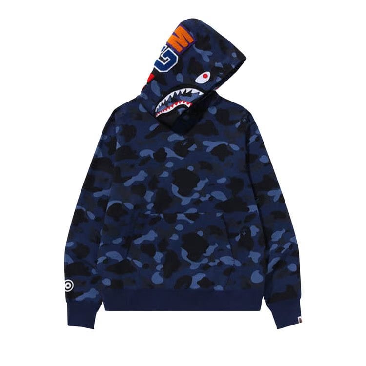 BAPE Color Camo Shark Pullover Hoodie Navy