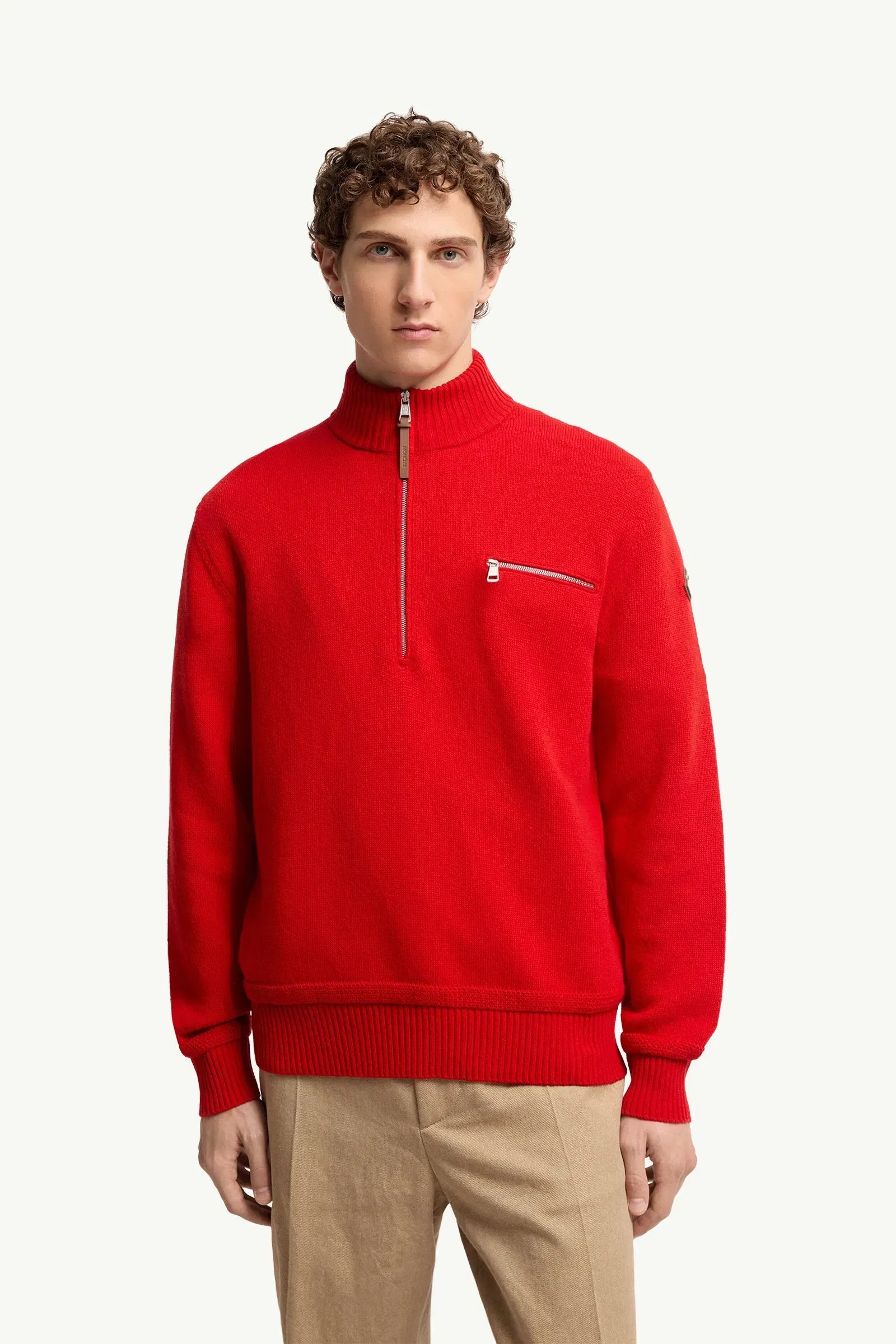 Moncler Wool & Cashmere Blend Turtleneck Sweater Red Red