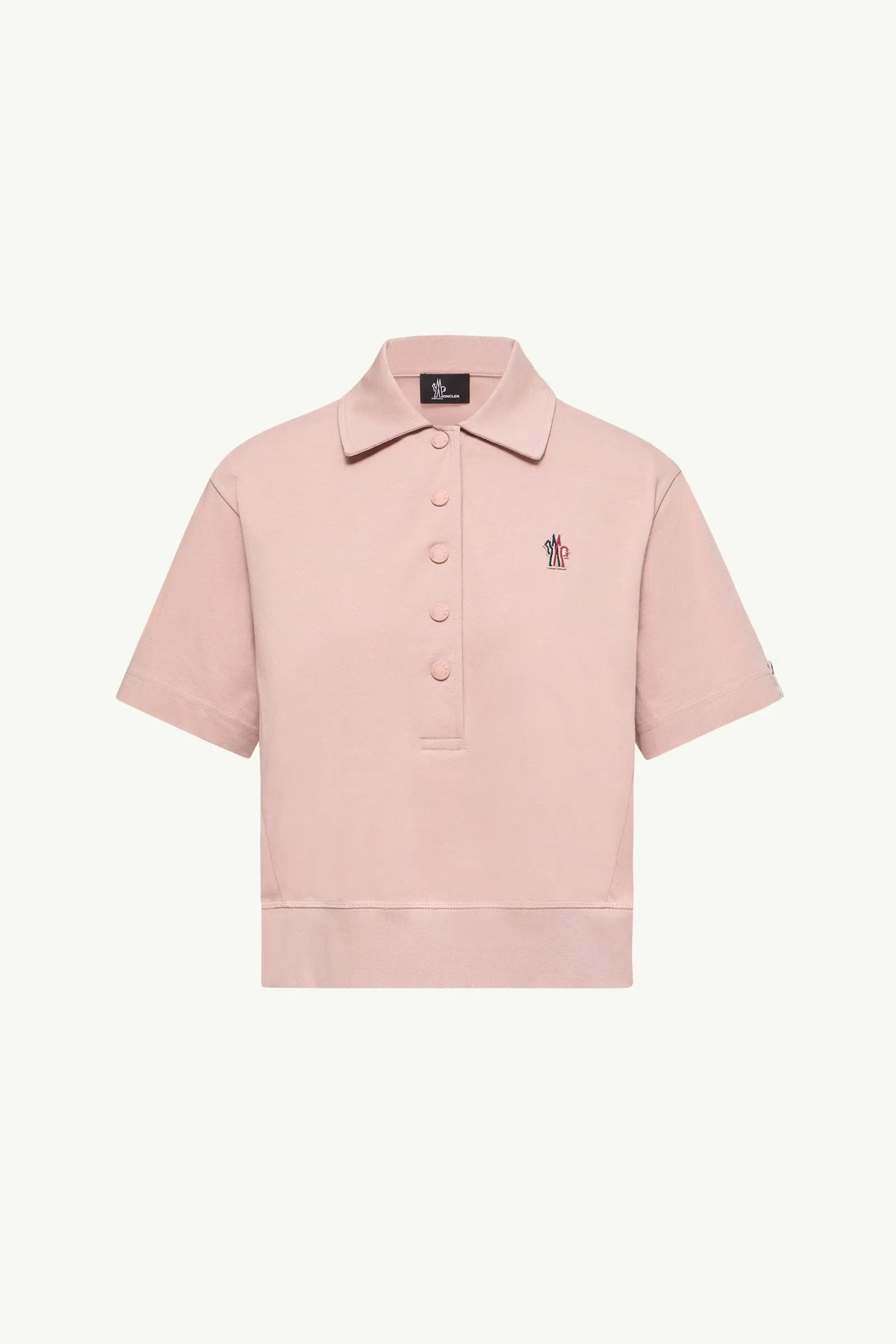 Moncler Logo Patch Cotton Polo Shirt Pink Pink