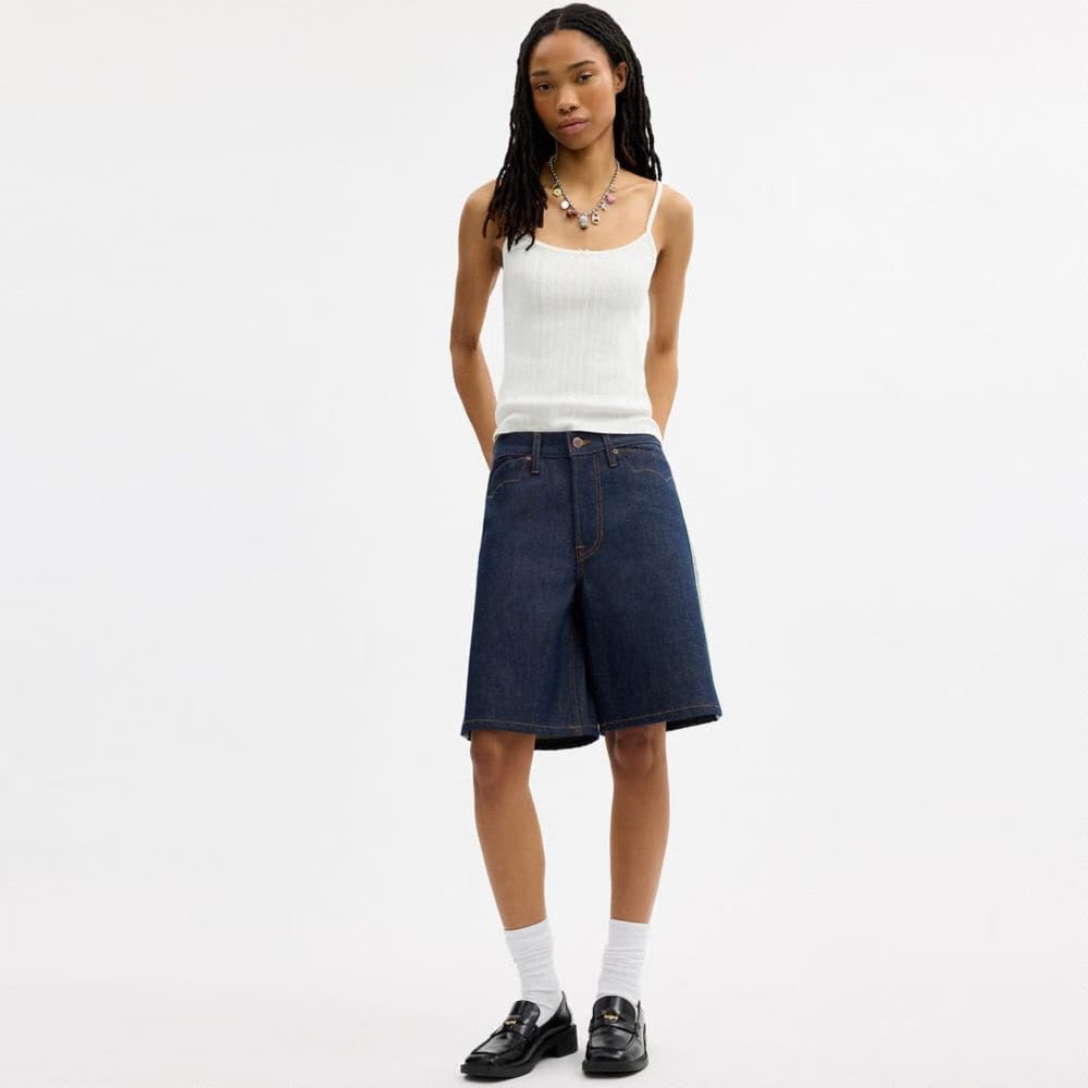 Coach Coach | Brain Dead Denim Skater Shorts In Recycled Cotton Dark Blue
