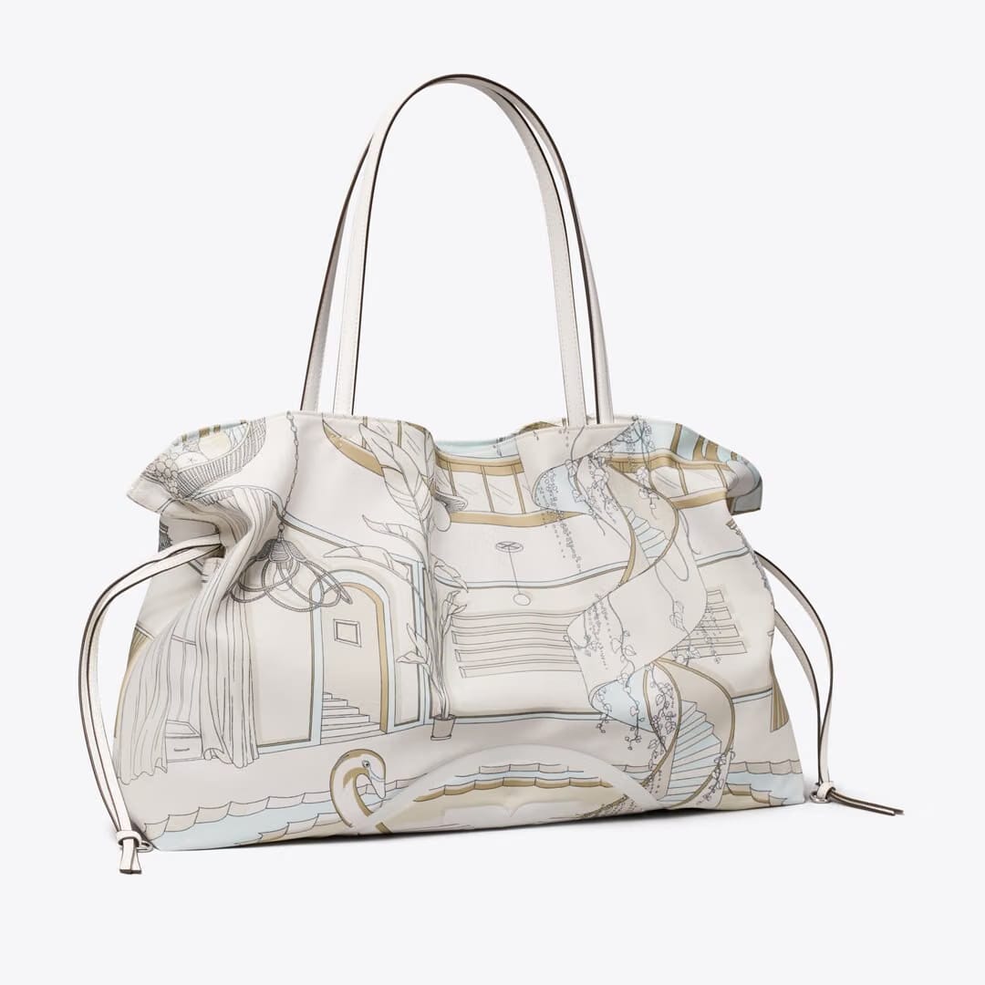 Tory Burch Ella Printed Drawstring Tote The Pool Beige