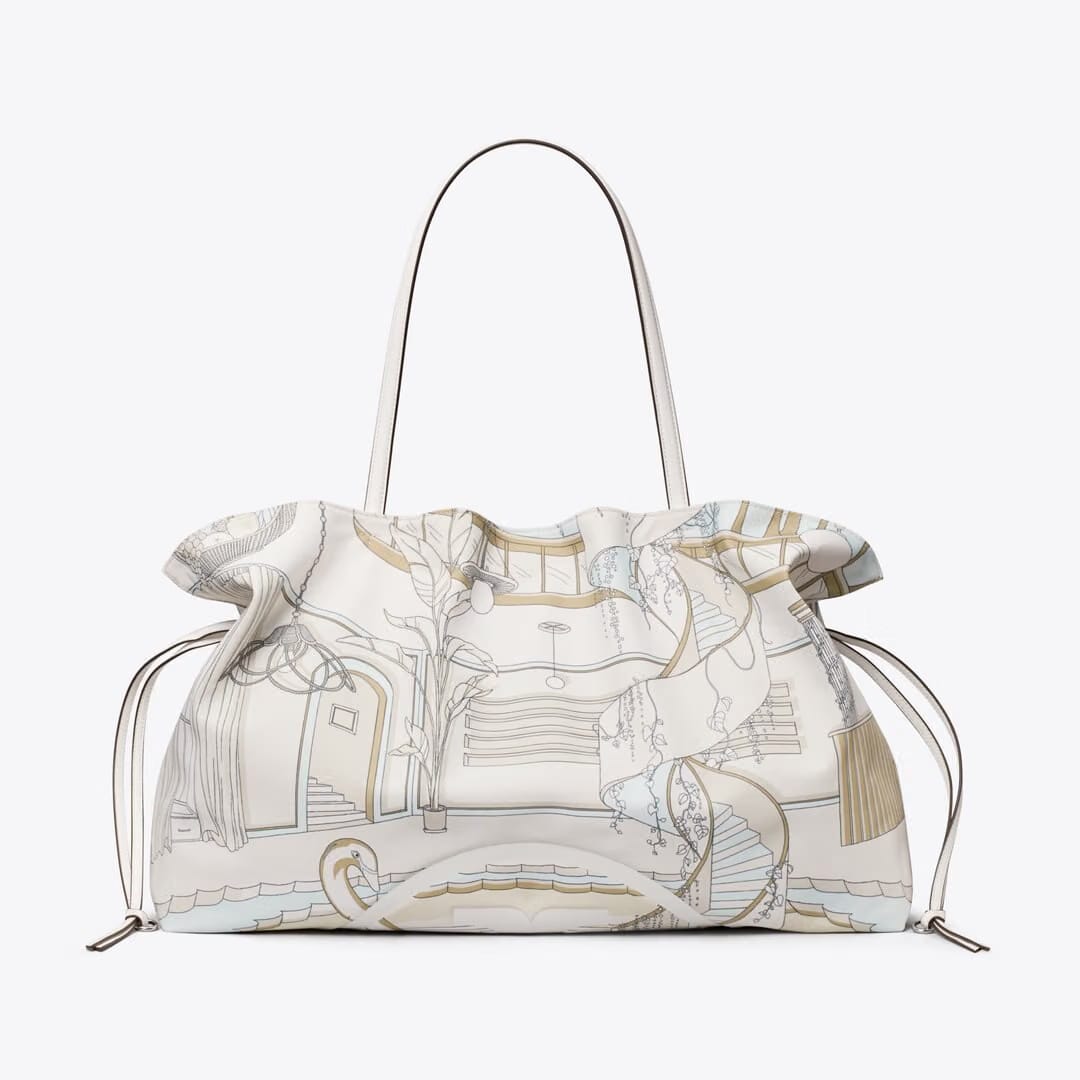 Tory Burch Ella Printed Drawstring Tote The Pool Beige