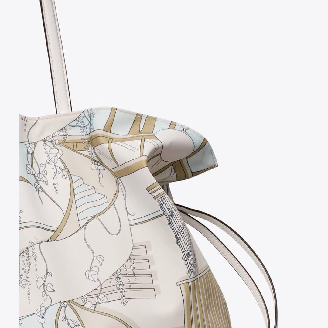 Tory Burch Ella Printed Drawstring Tote The Pool Beige