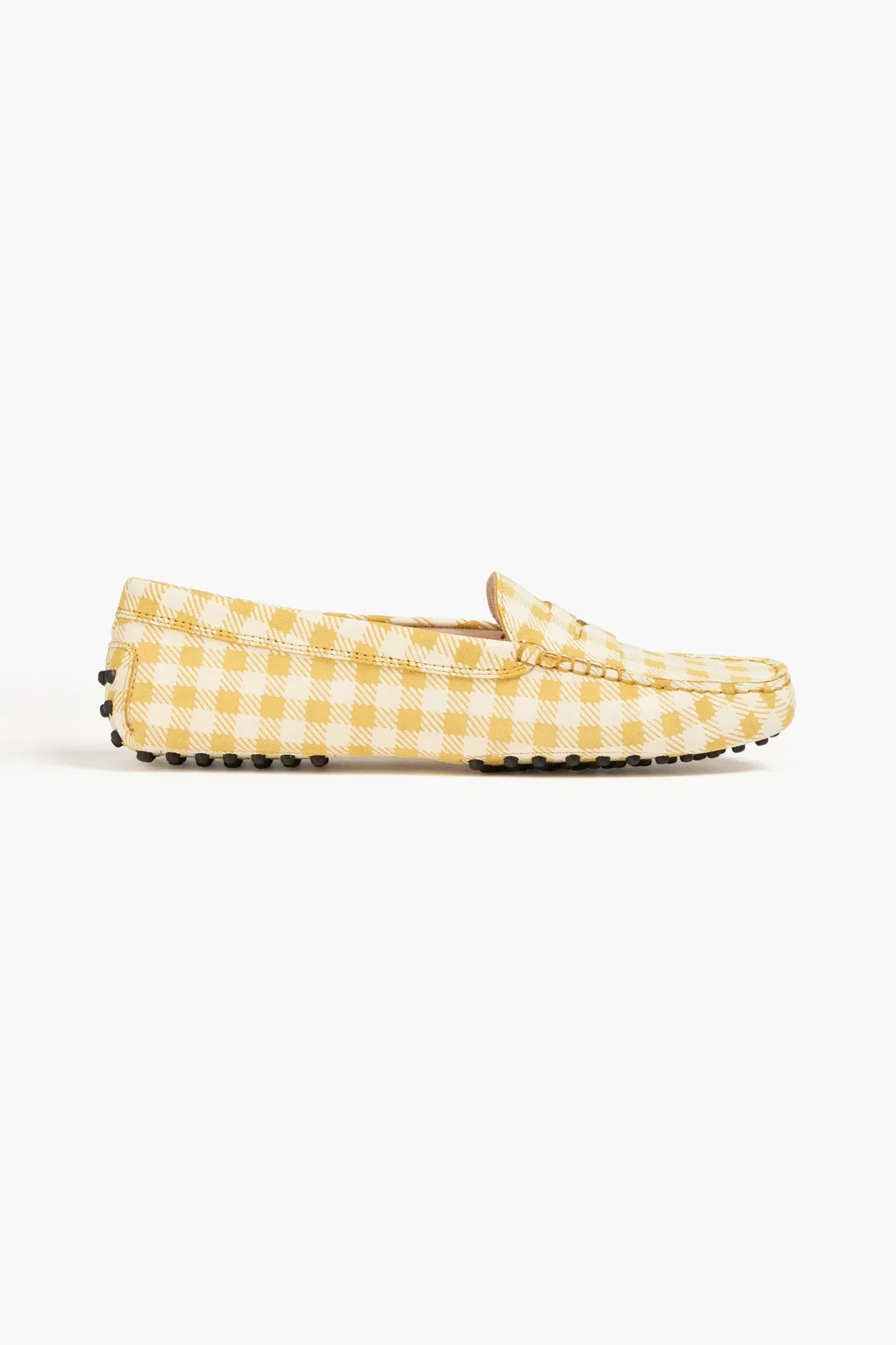 Tod's Gommino Gingham Leather Loafers Mustard Women's