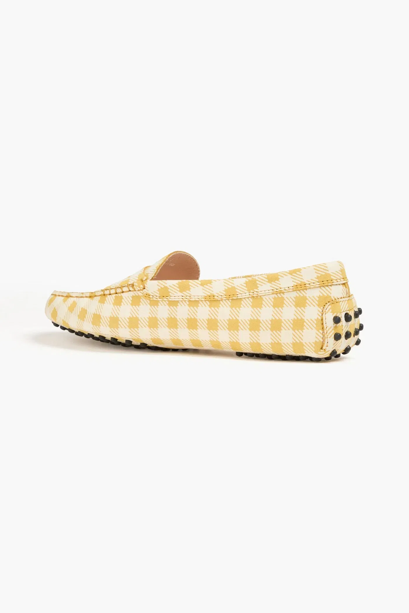 Tod's Gommino Gingham Leather Loafers Mustard Women's