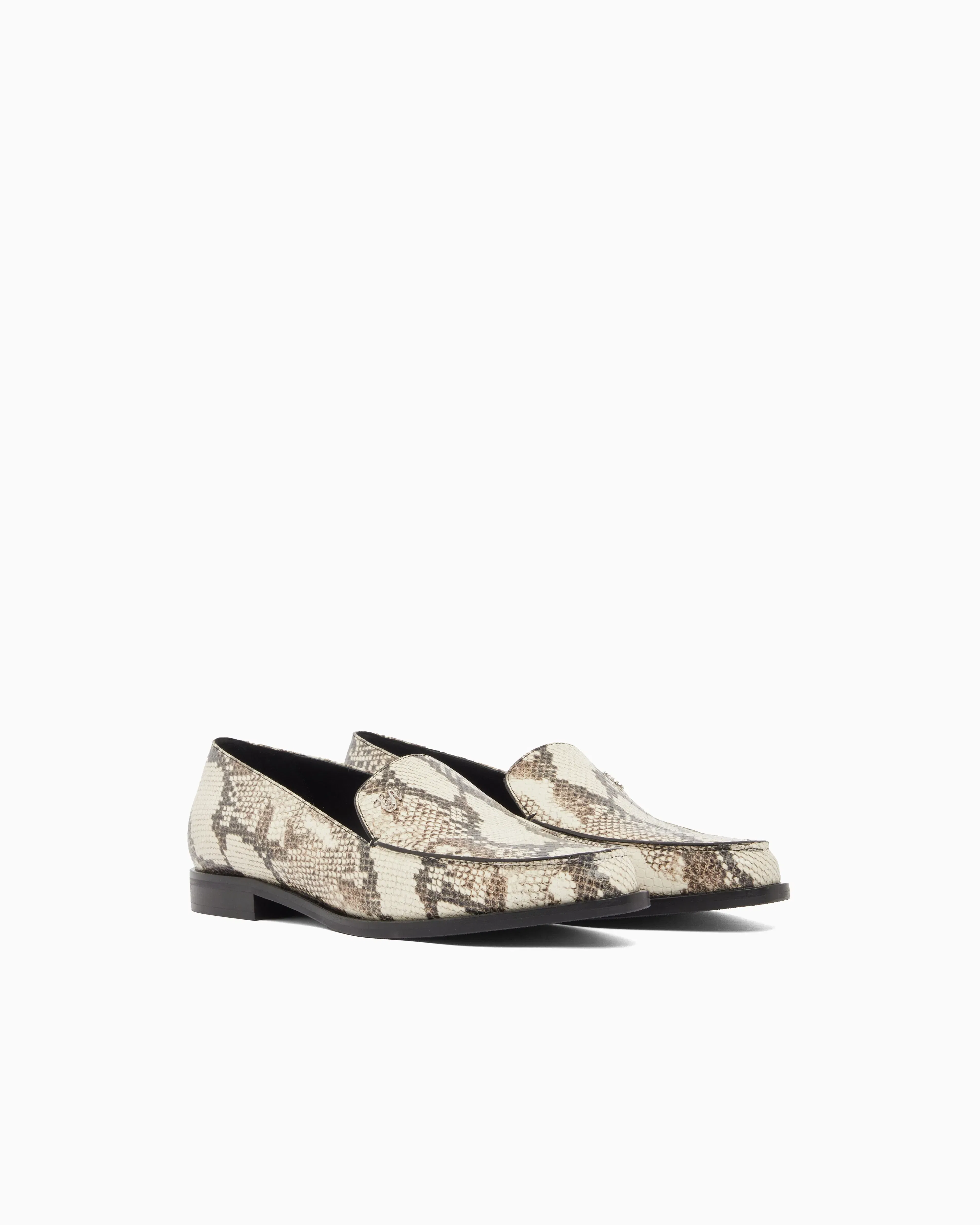 Emporio Armani Icon Python-Print Leather Loafers Patterned