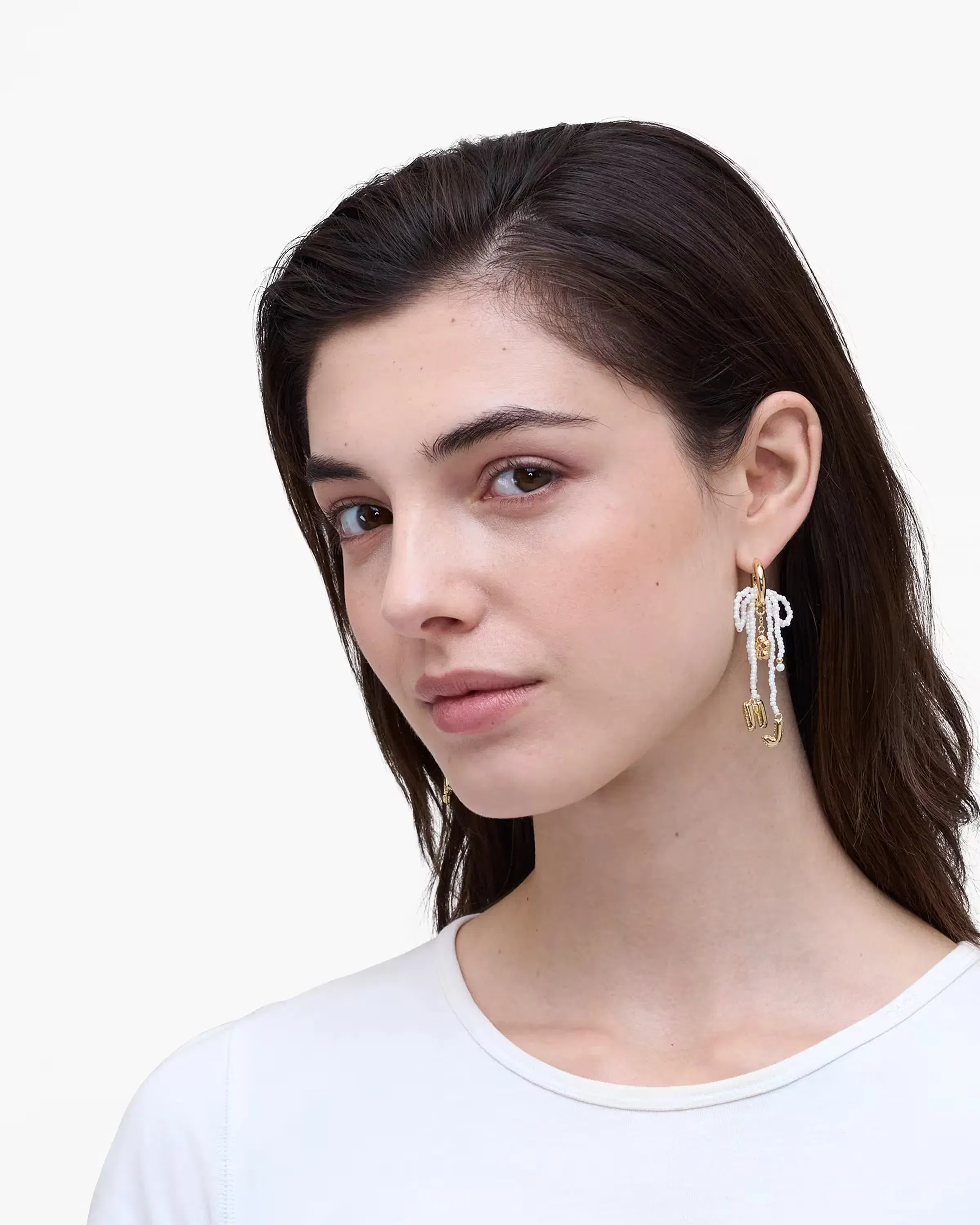 Marc Jacobs The Beaded MJ Balloon Earrnigs Gold/Cream