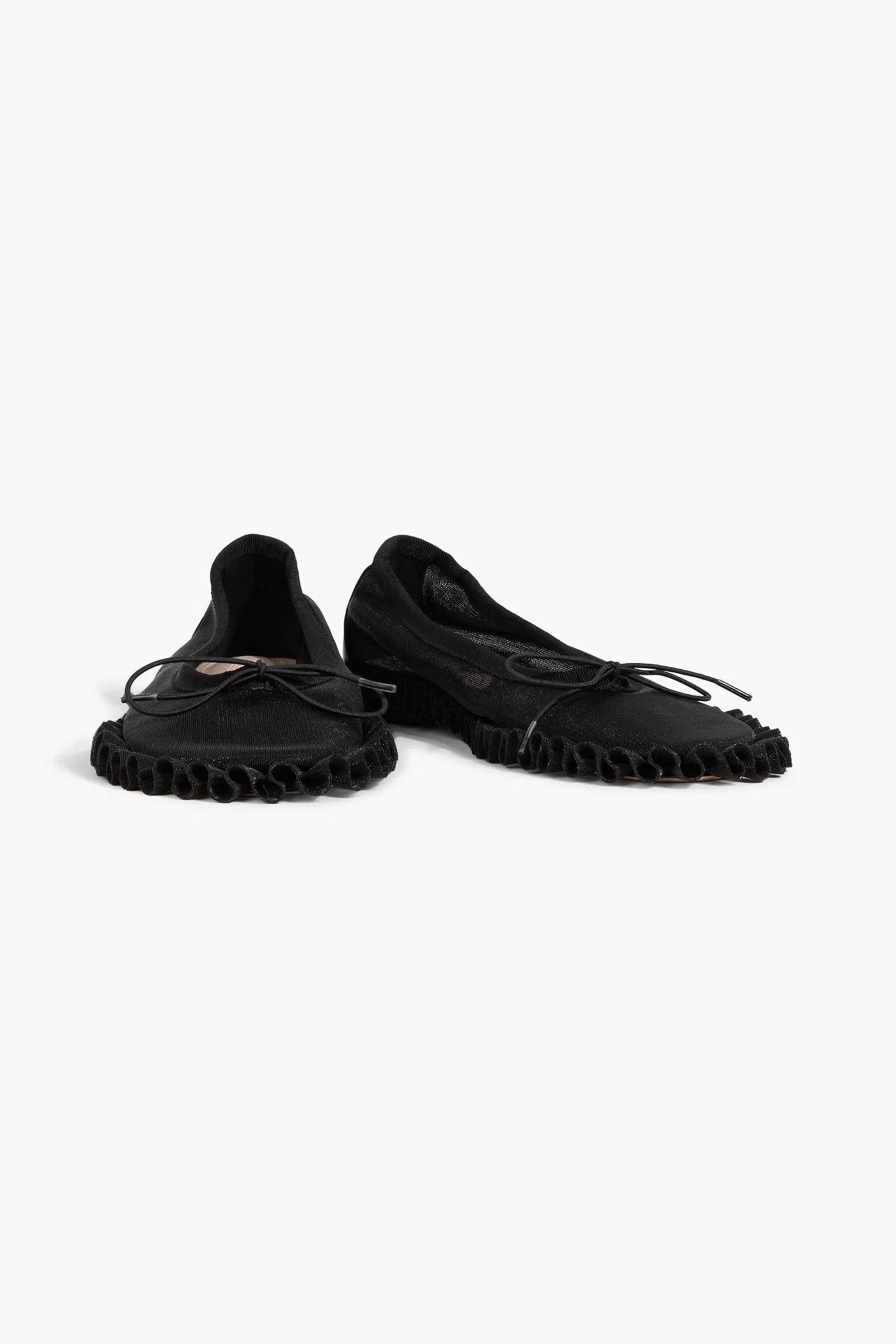 Simone Rocha Tutu Frill Ruffled Mesh Ballet Flats Black Women's