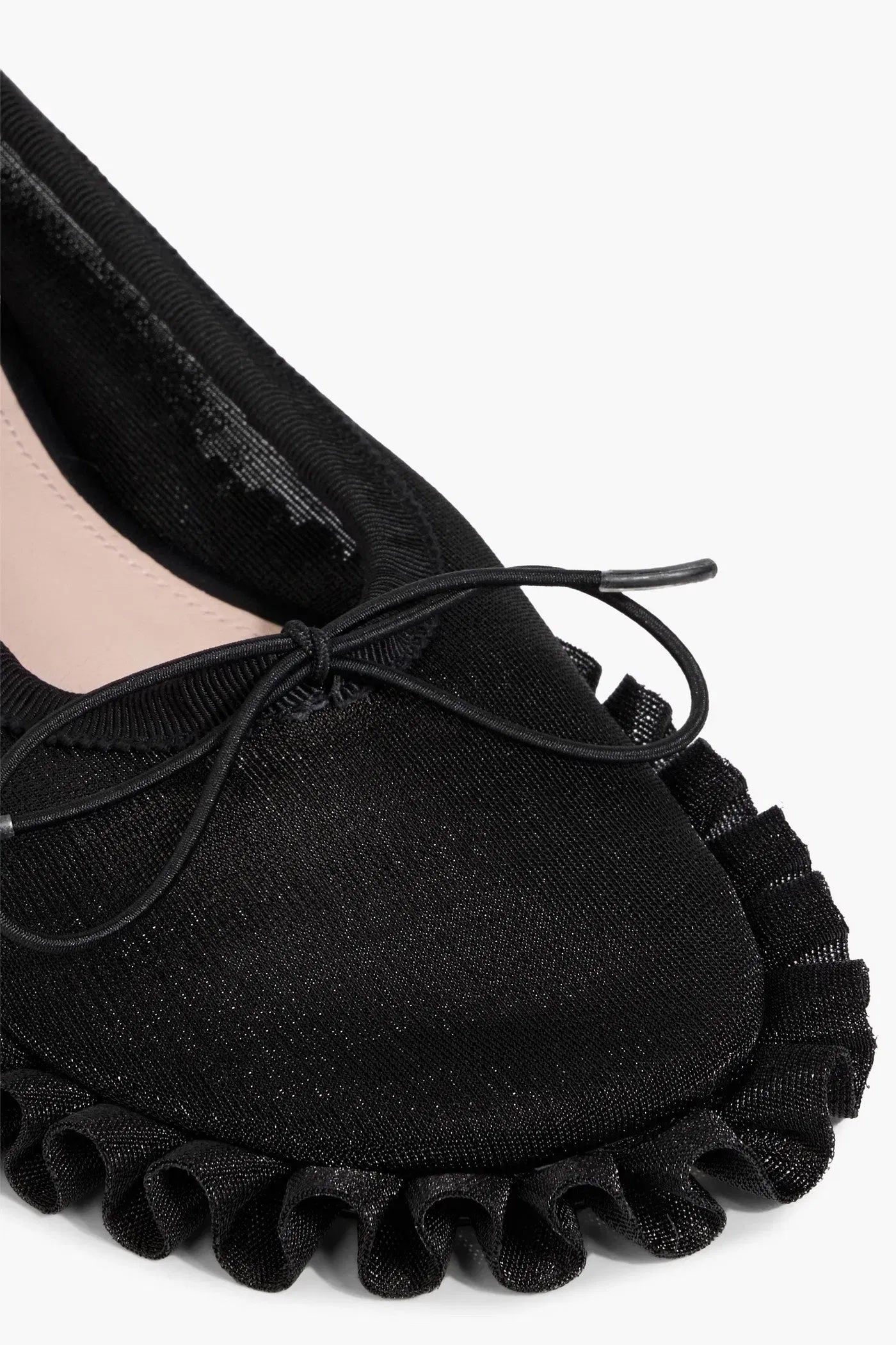 Simone Rocha Tutu Frill Ruffled Mesh Ballet Flats Black Women's