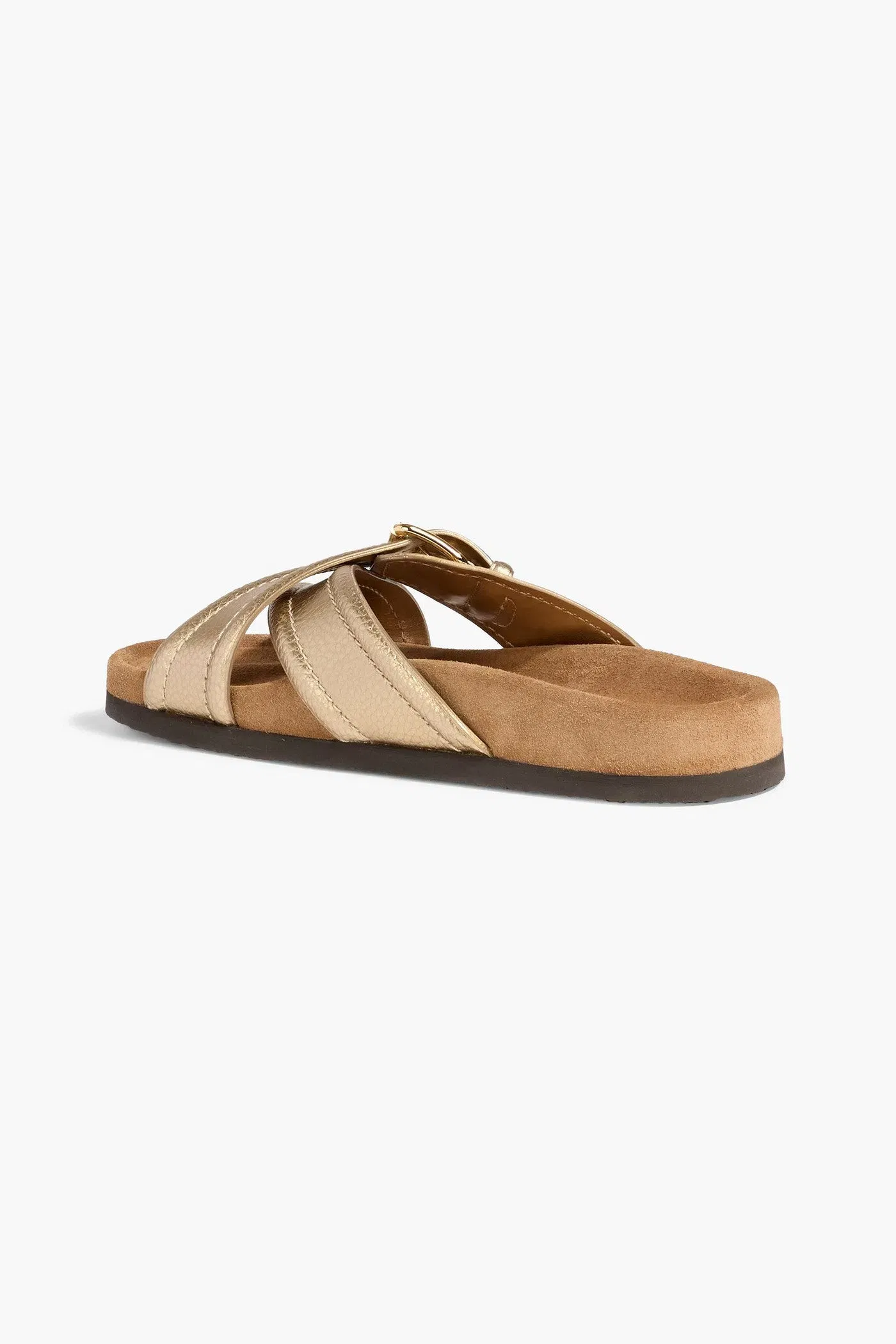 Valentino Garavani Metallic Pebbled-Leather Sandals Gold Women's