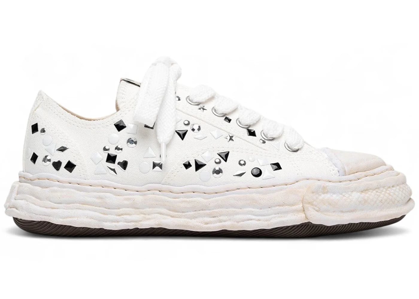 Maison Mihara Yasuhiro Peterson 23 Og Sole Embellished Canvas Low White